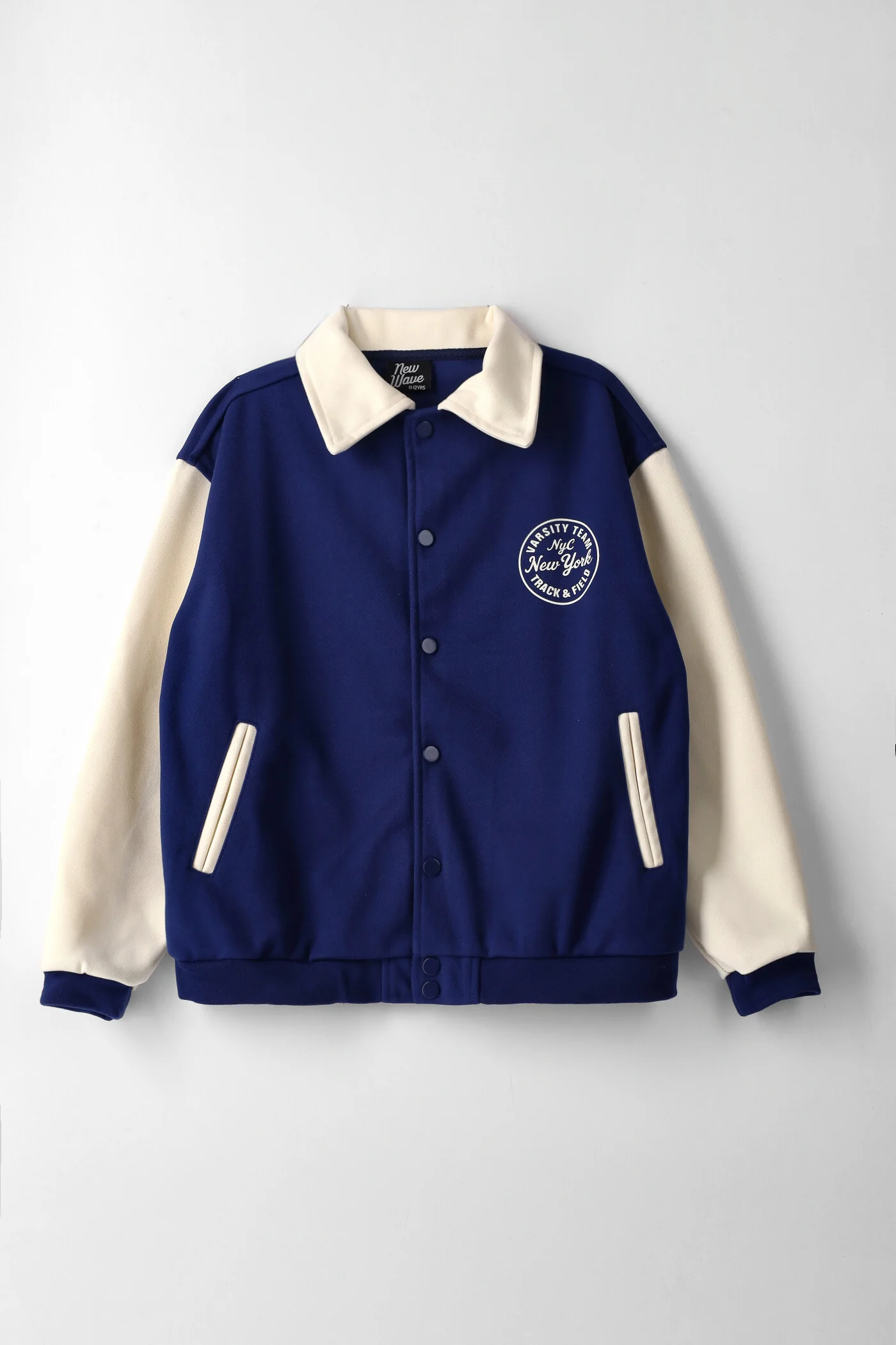 Girls Collared NY Athletic Baseball Jacket - Navy - Image 2