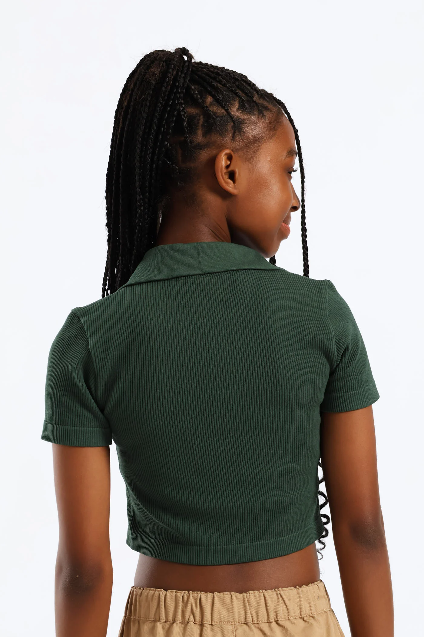Girls Collared Seamless T-Shirt - Teal - Image 4