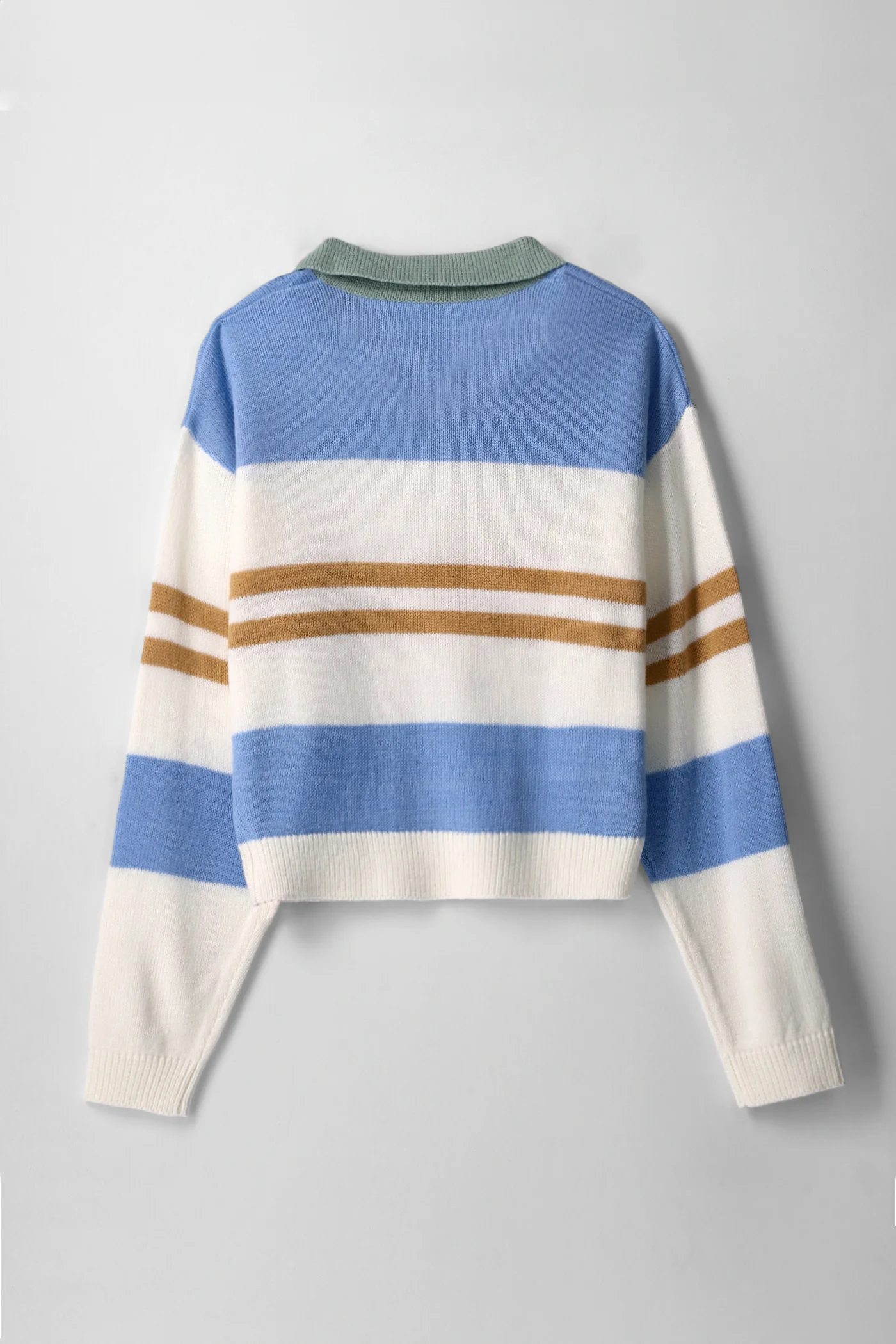 Girls Collared Stripe College Pullover - Cream - Image 2