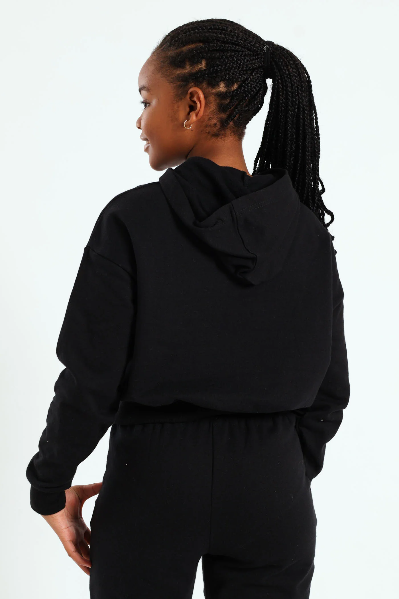 Girls College Fleece Hoody - Black - Image 3