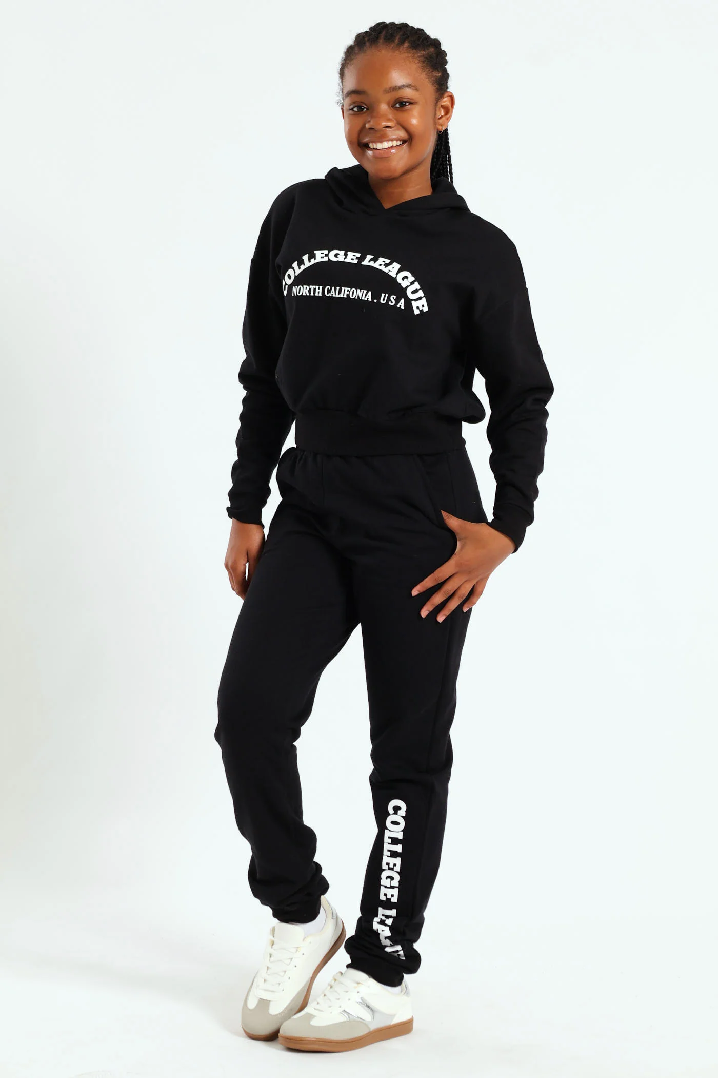 Girls College Fleece Jogger - Black - Image 3
