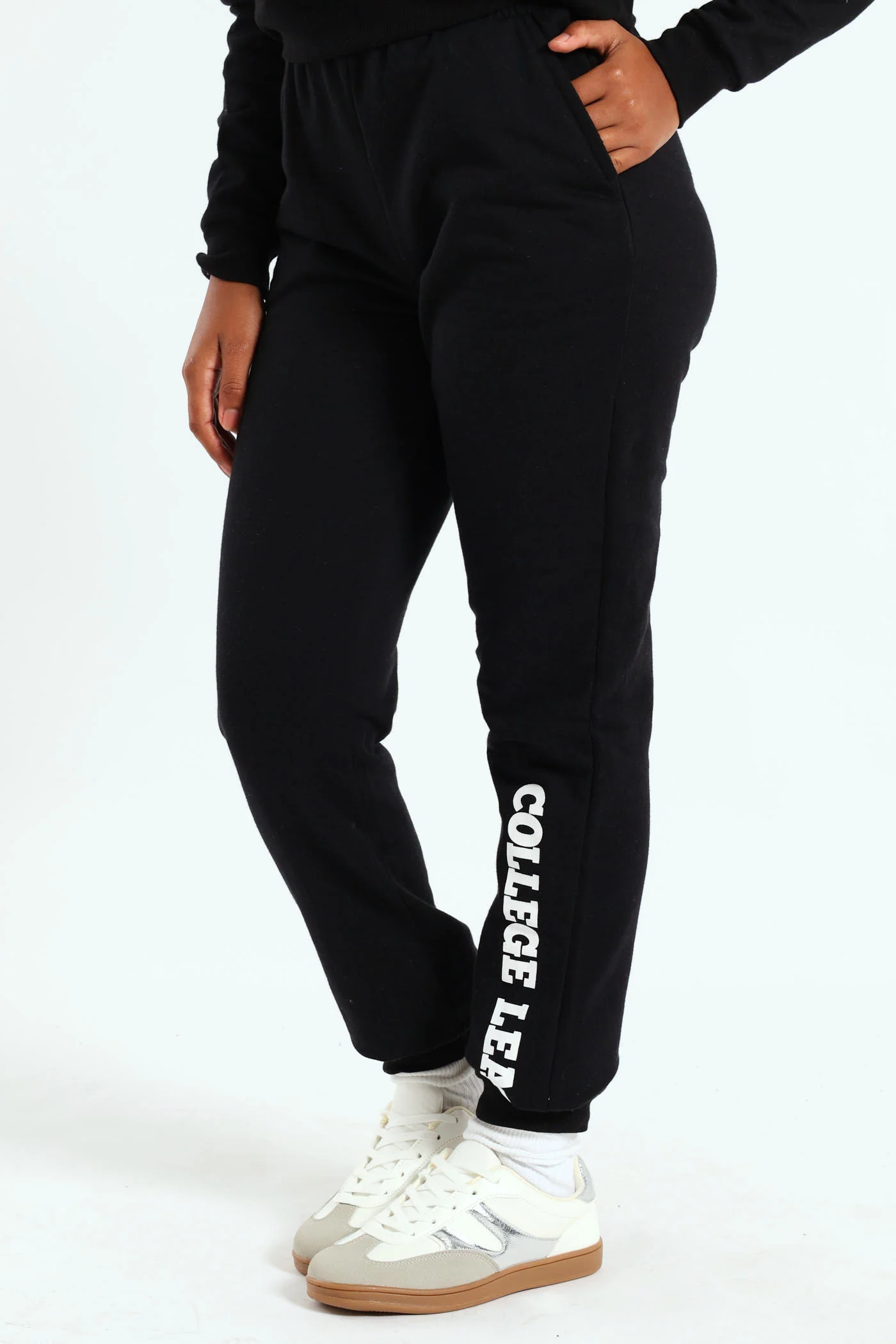 Girls College Fleece Jogger - Black - Image 4