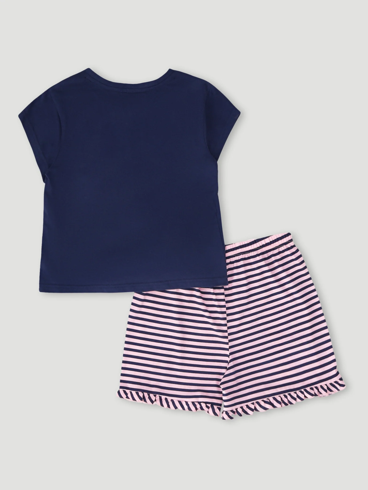 Girls Collegiate Check Sleep Set - Navy - Image 2