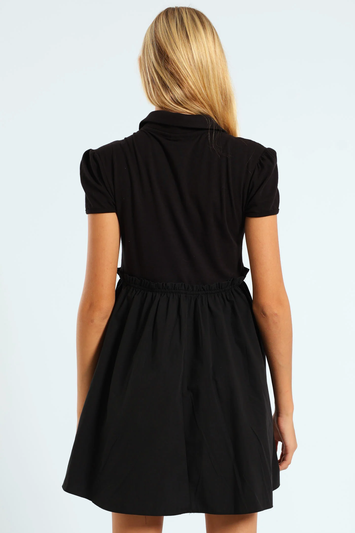 Girls Combo Knit Golfer Dress - Black - Image 4