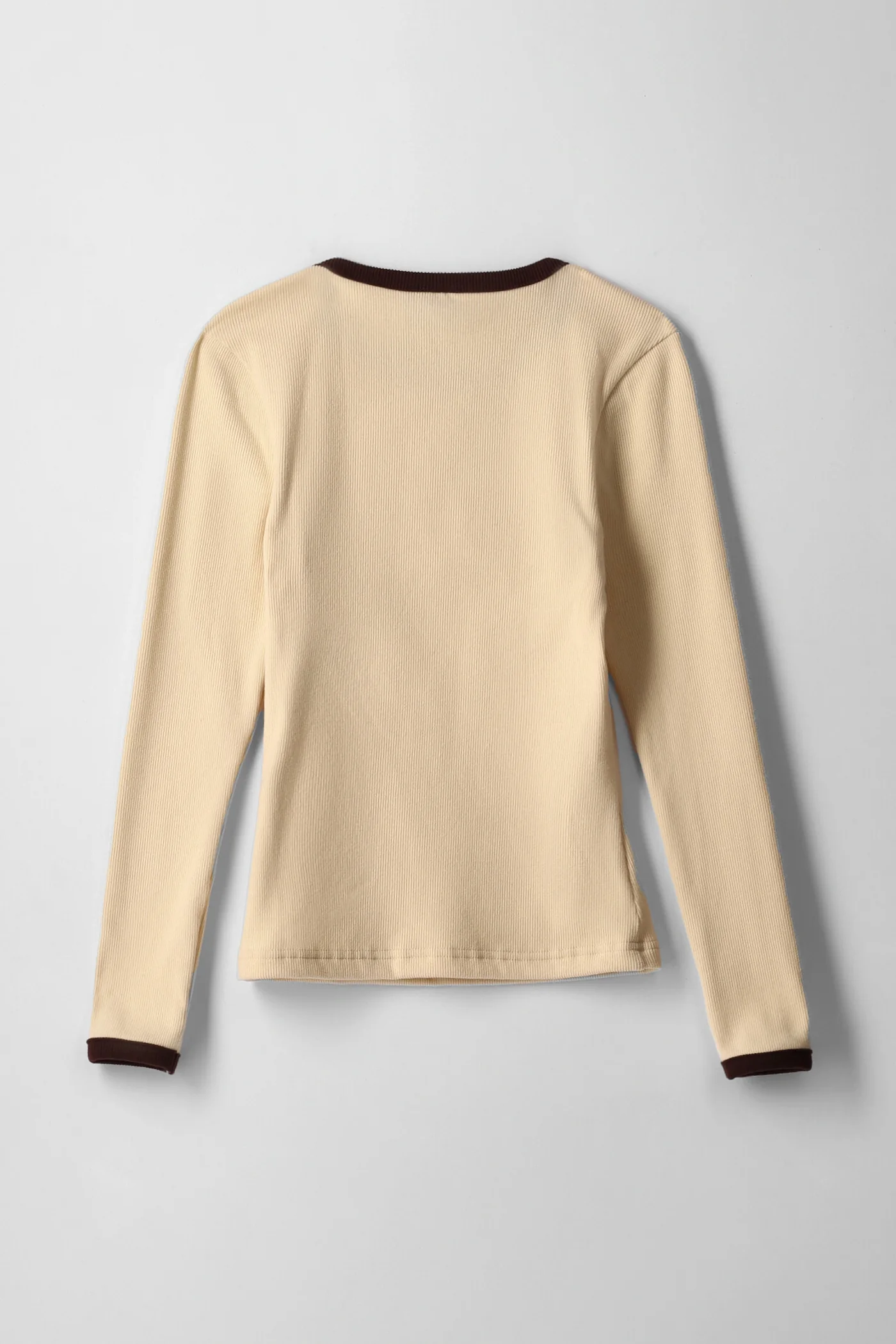 Girls Contrast Binding Ribbed Long Sleeve Tee - Butter Yellow - Image 2