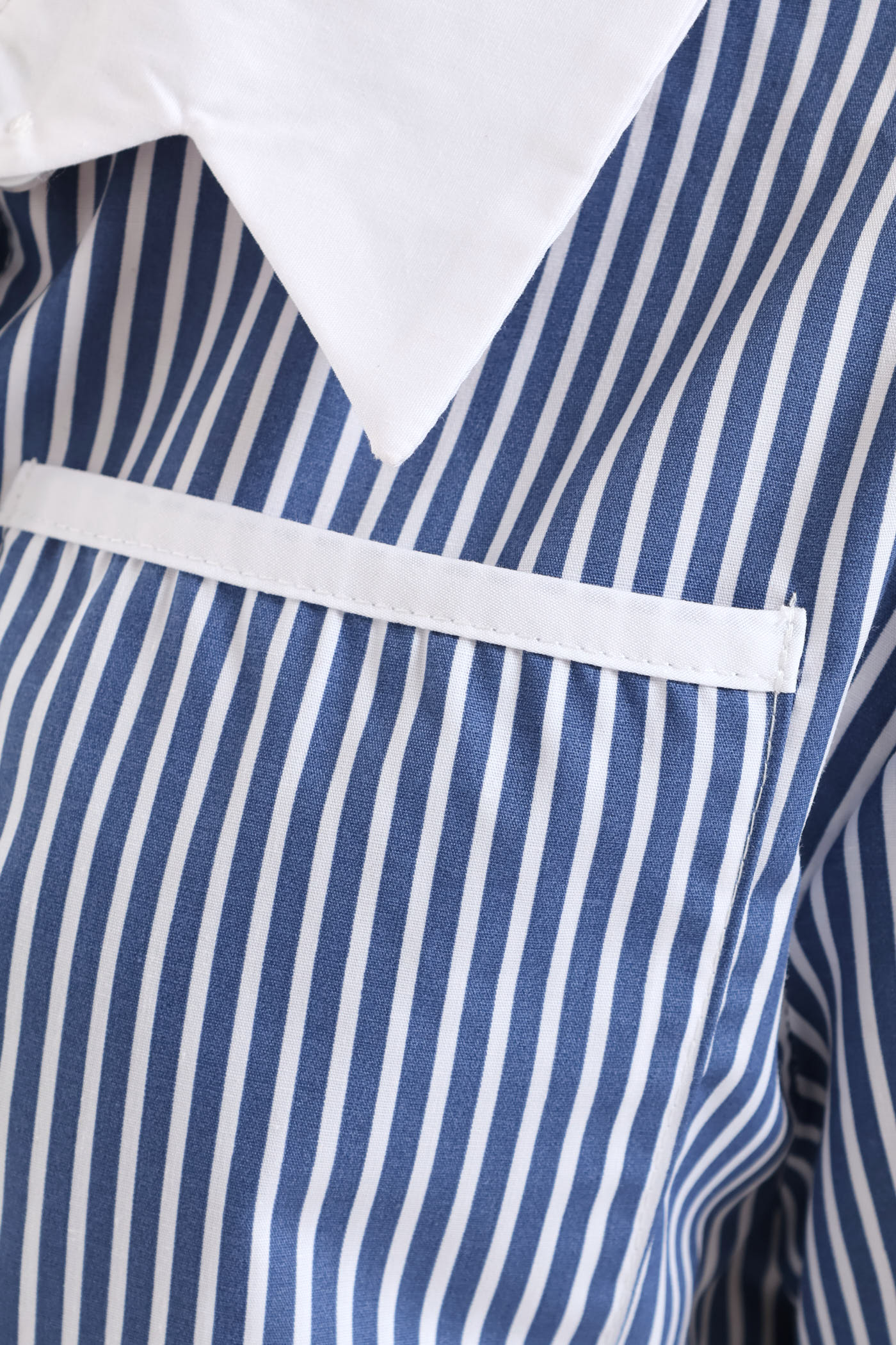 Girls Contrast Collar Cropped Shirt - Blue - Image 4