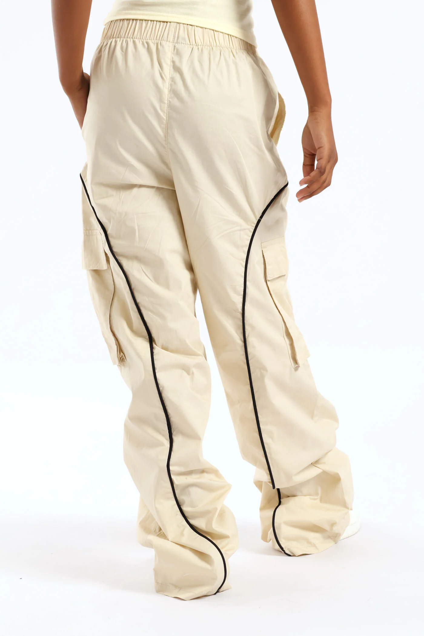 Girls Contrast Pipping Detail Cargo Pant - Stone - Image 4