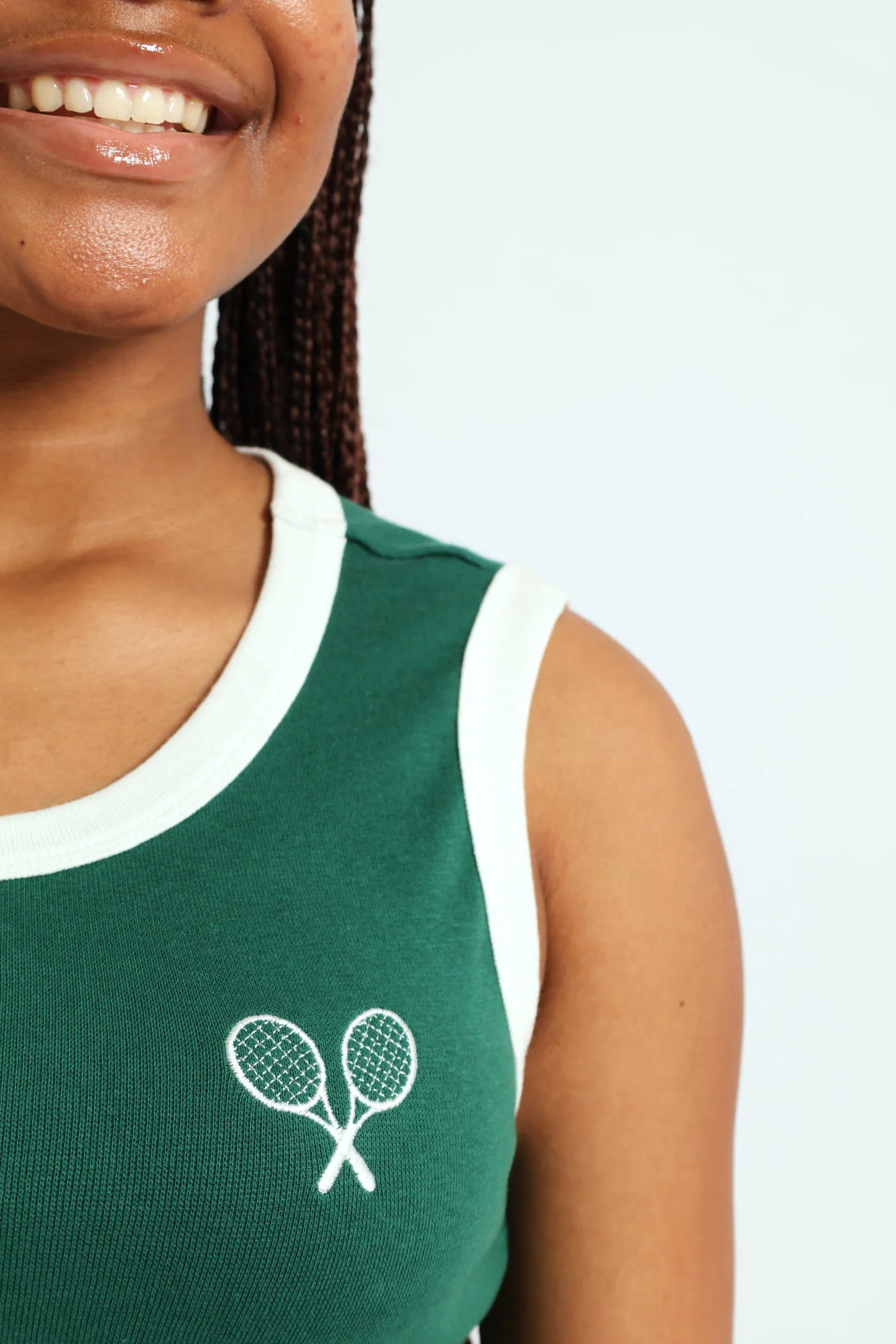 Girls Contrast Ribbed Vest - Green - Image 3