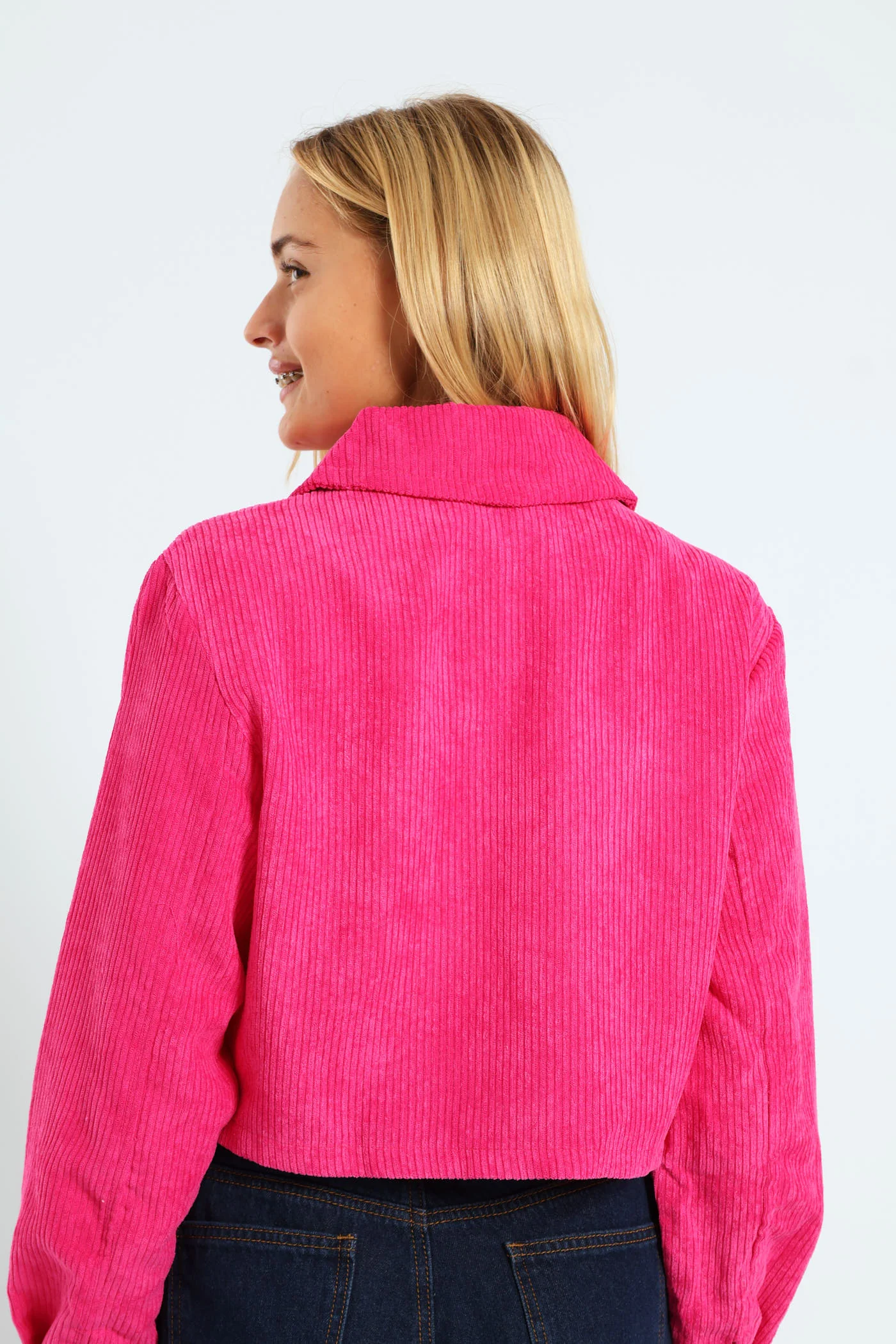 Girls Corduroy Shacket - Cerise - Image 3