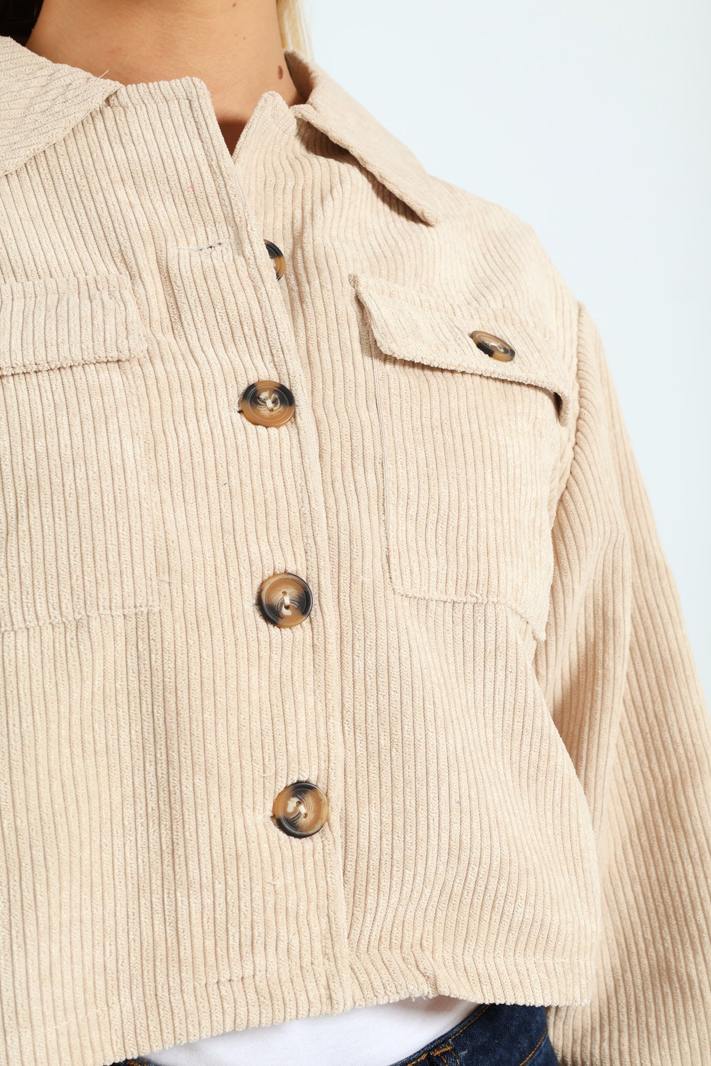 Girls Corduroy Shacket - Stone - Image 2