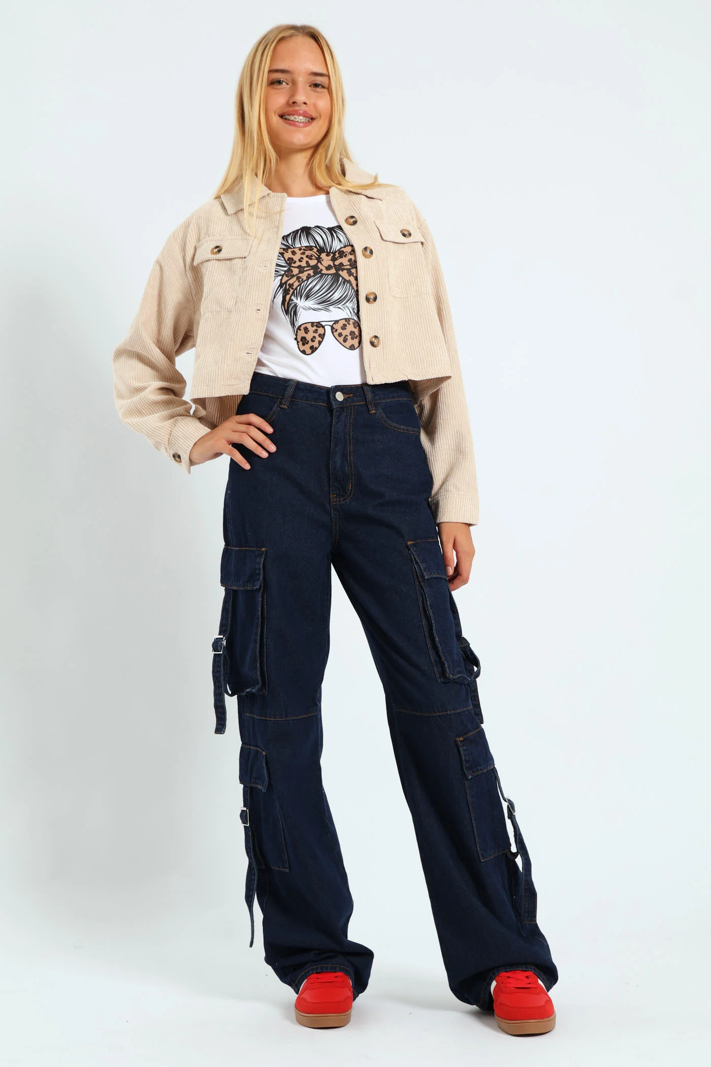 Girls Corduroy Shacket - Stone - Image 6