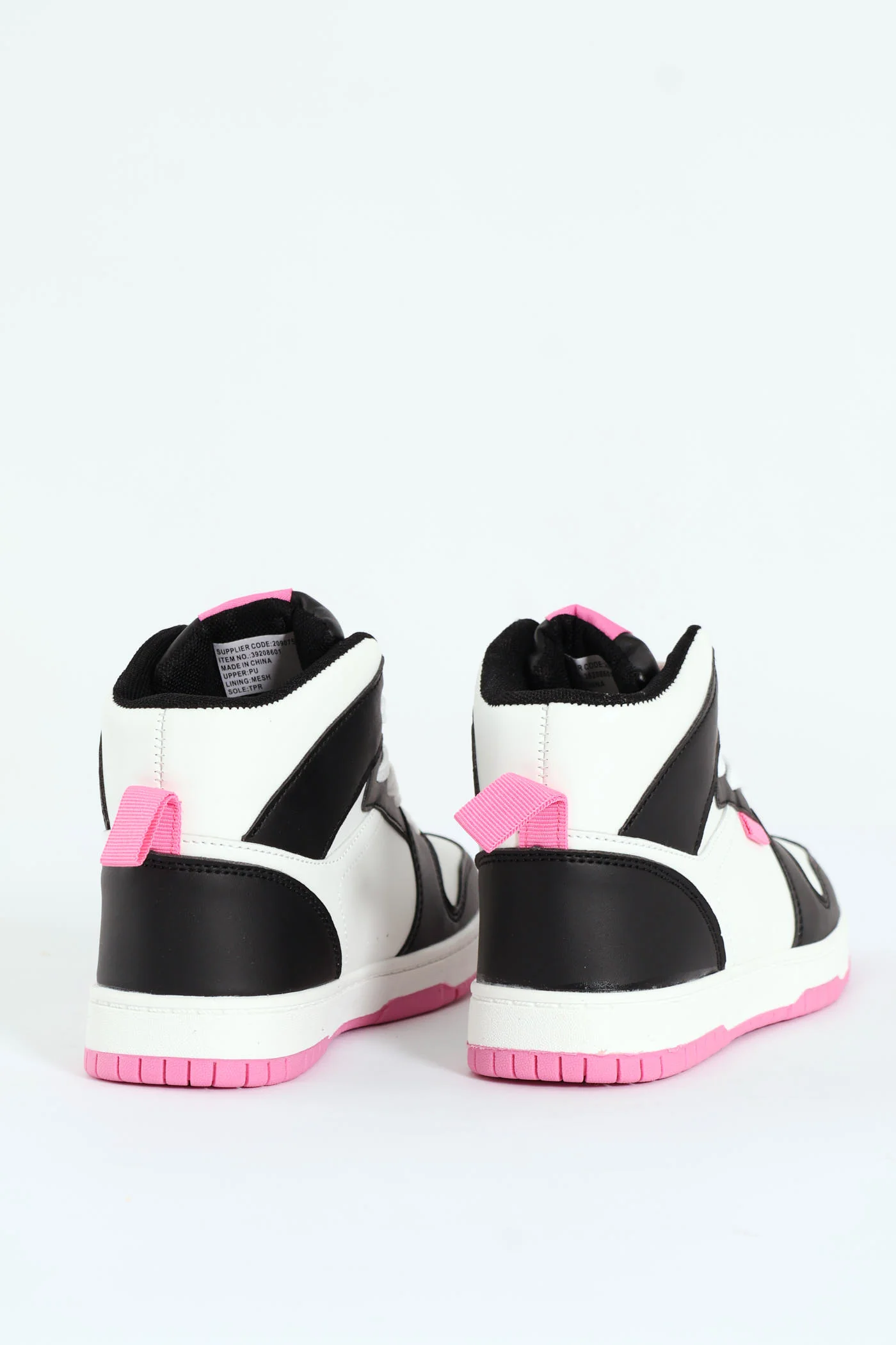 Girls Court High Top Sneaker - Black/Pink - Image 3