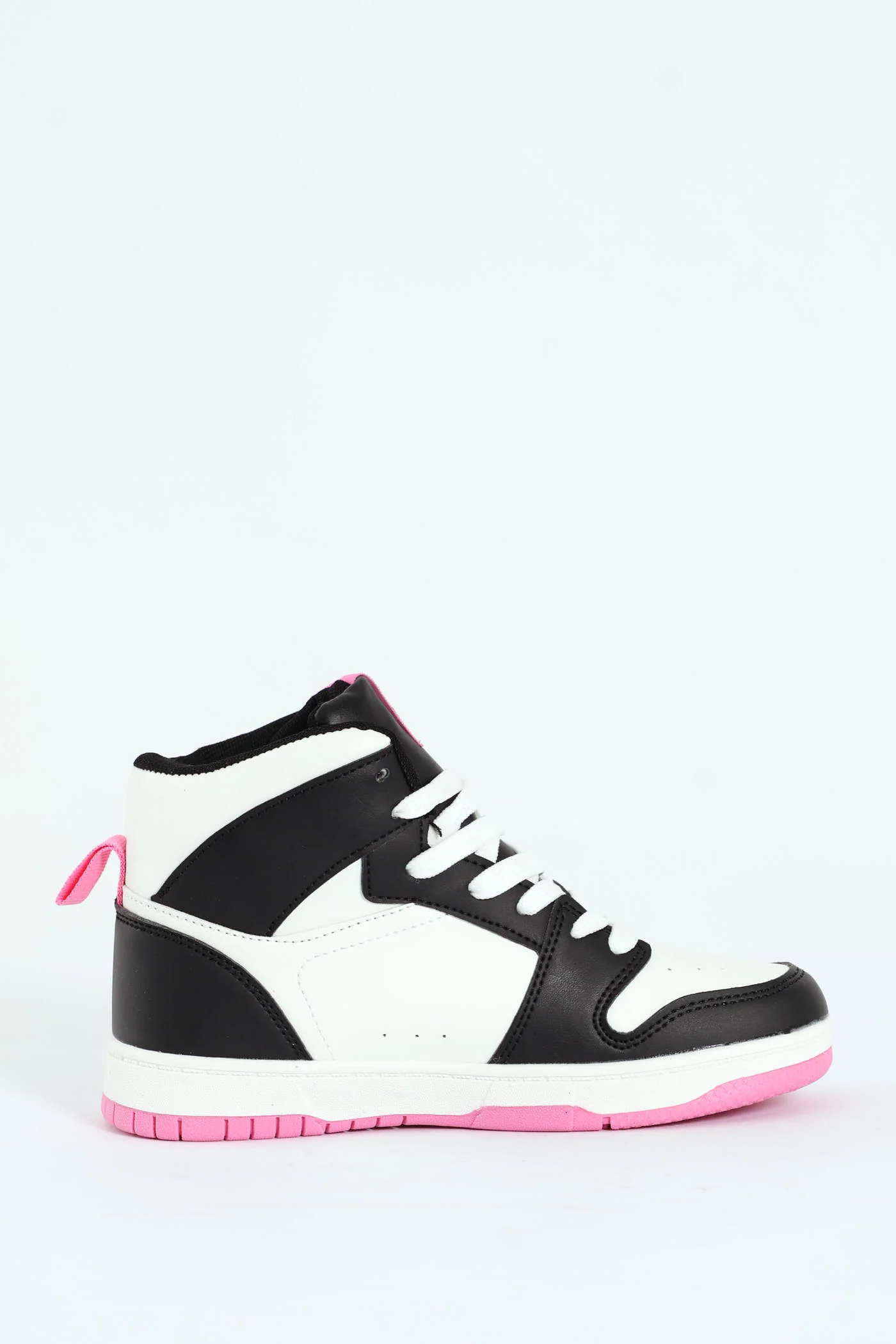 Girls Court High Top Sneaker - Black/Pink - Image 4