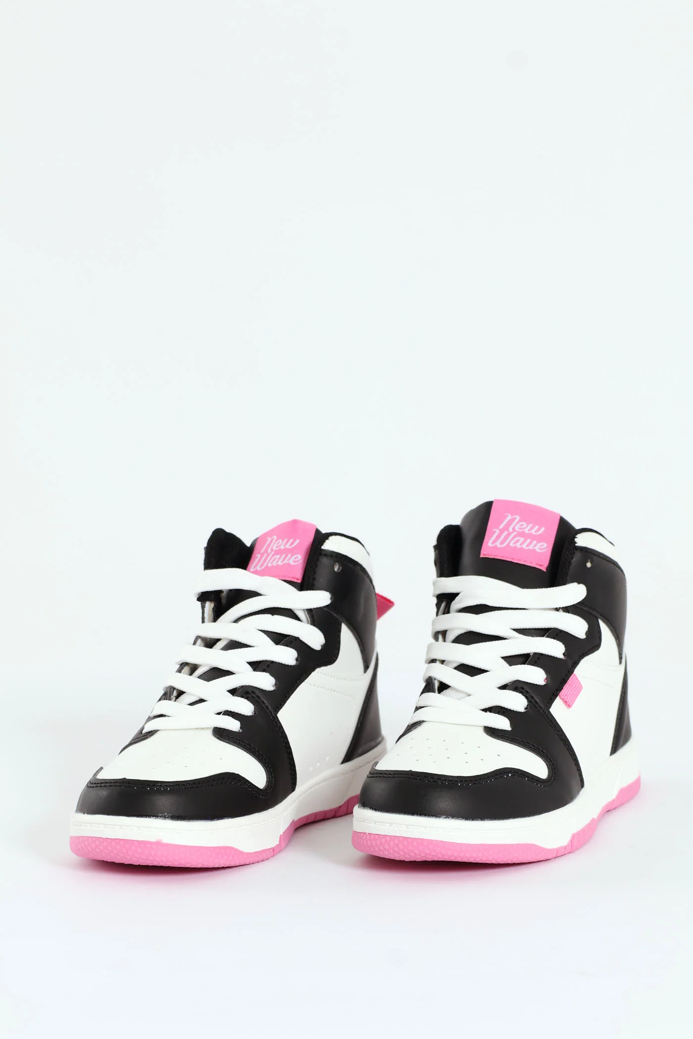 Girls Court High Top Sneaker - Black/Pink - Image 5