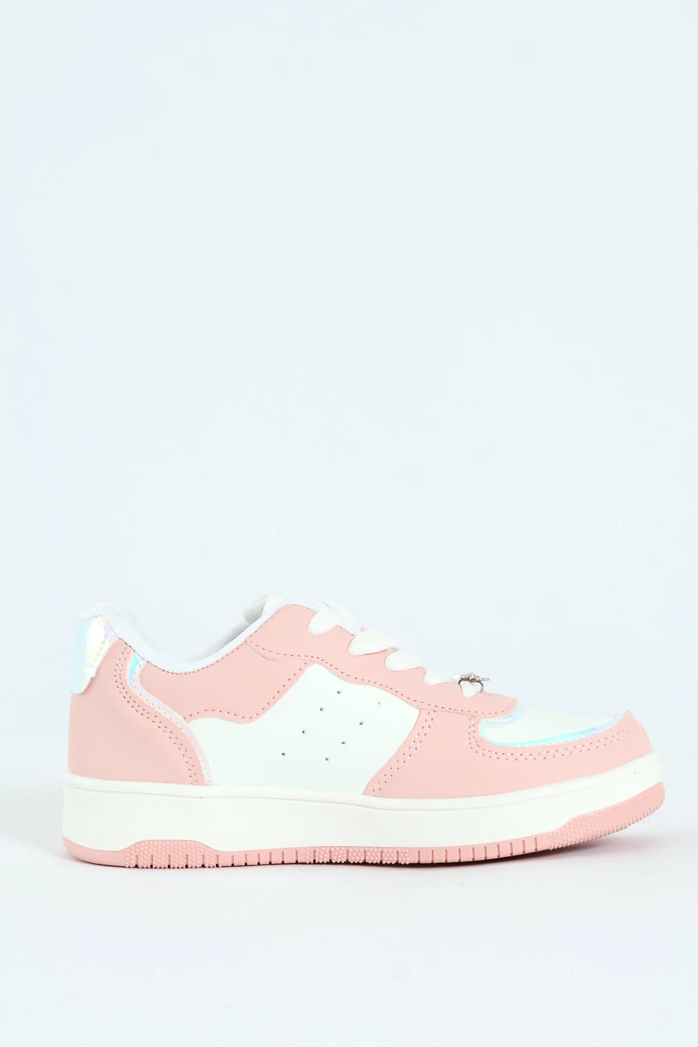 Girls Court Sneaker - White/Pink - Image 4