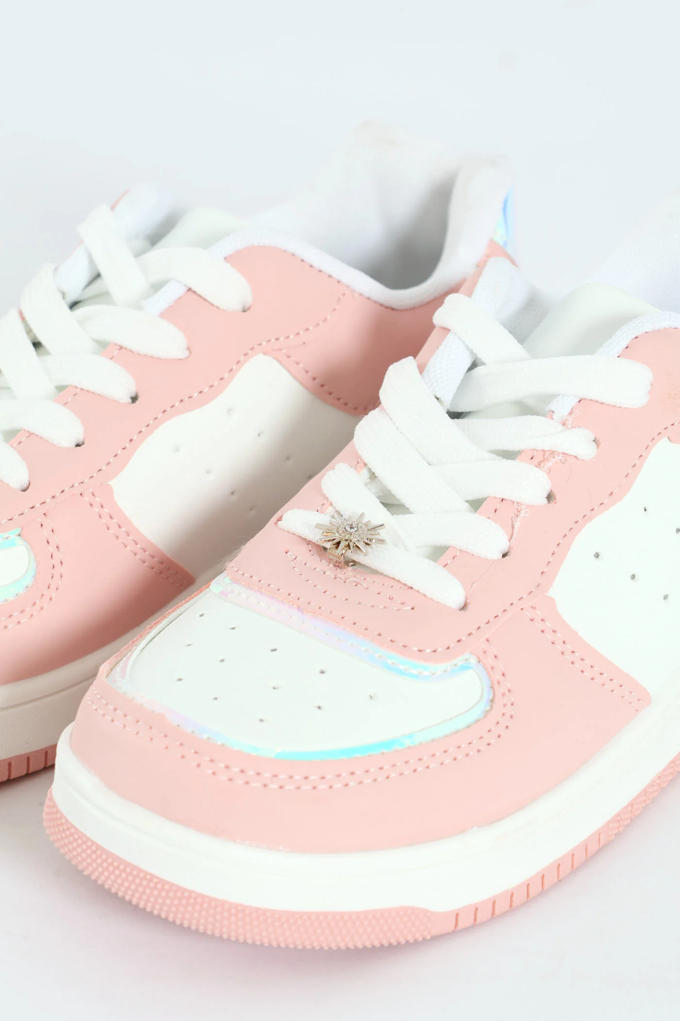 Girls Court Sneaker - White/Pink - Image 5