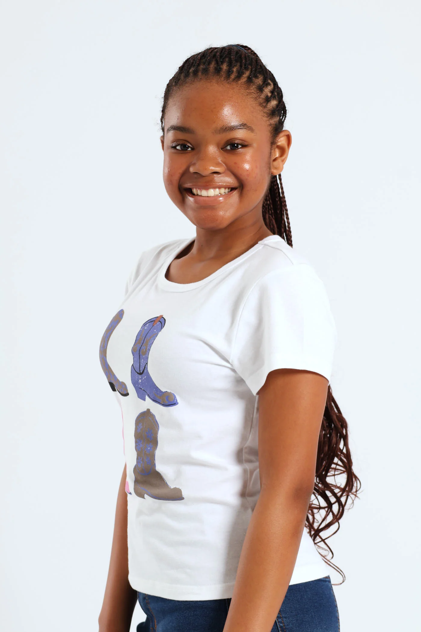 Girls Cowgirl Boots Tee - White - Image 2