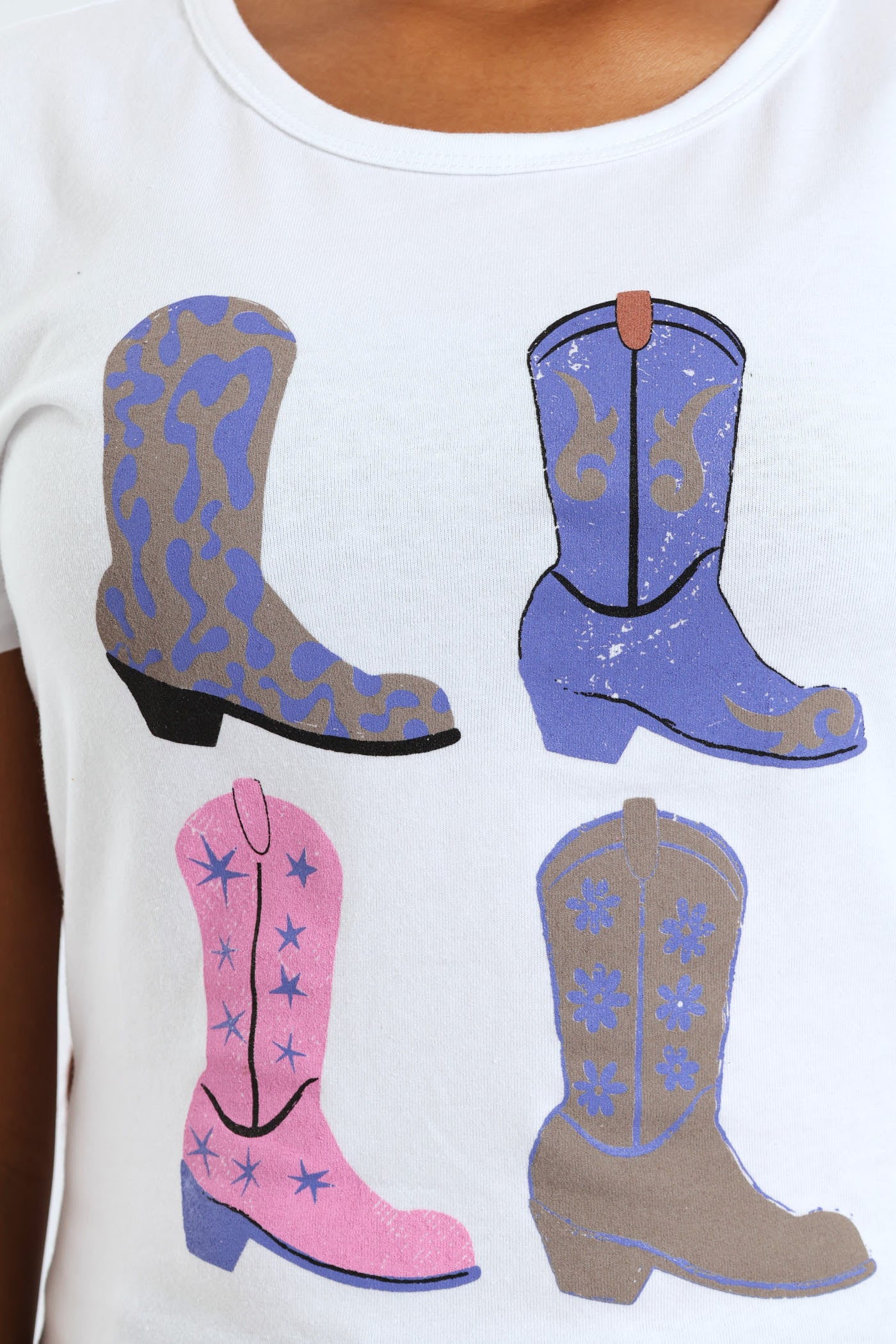 Girls Cowgirl Boots Tee - White - Image 3