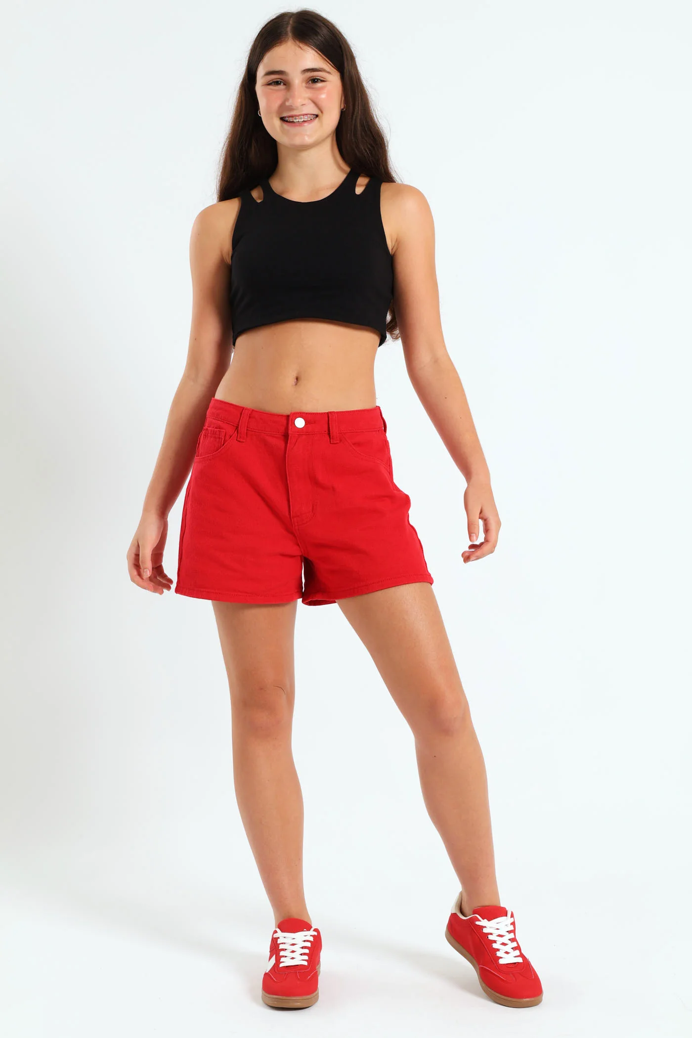 Girls Crop Vest - Black - Image 3