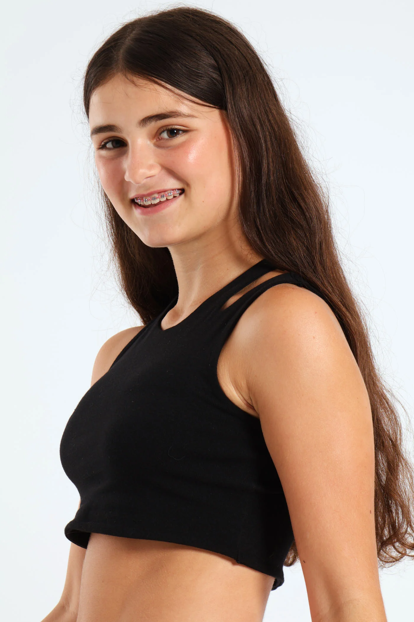 Girls Crop Vest - Black - Image 4