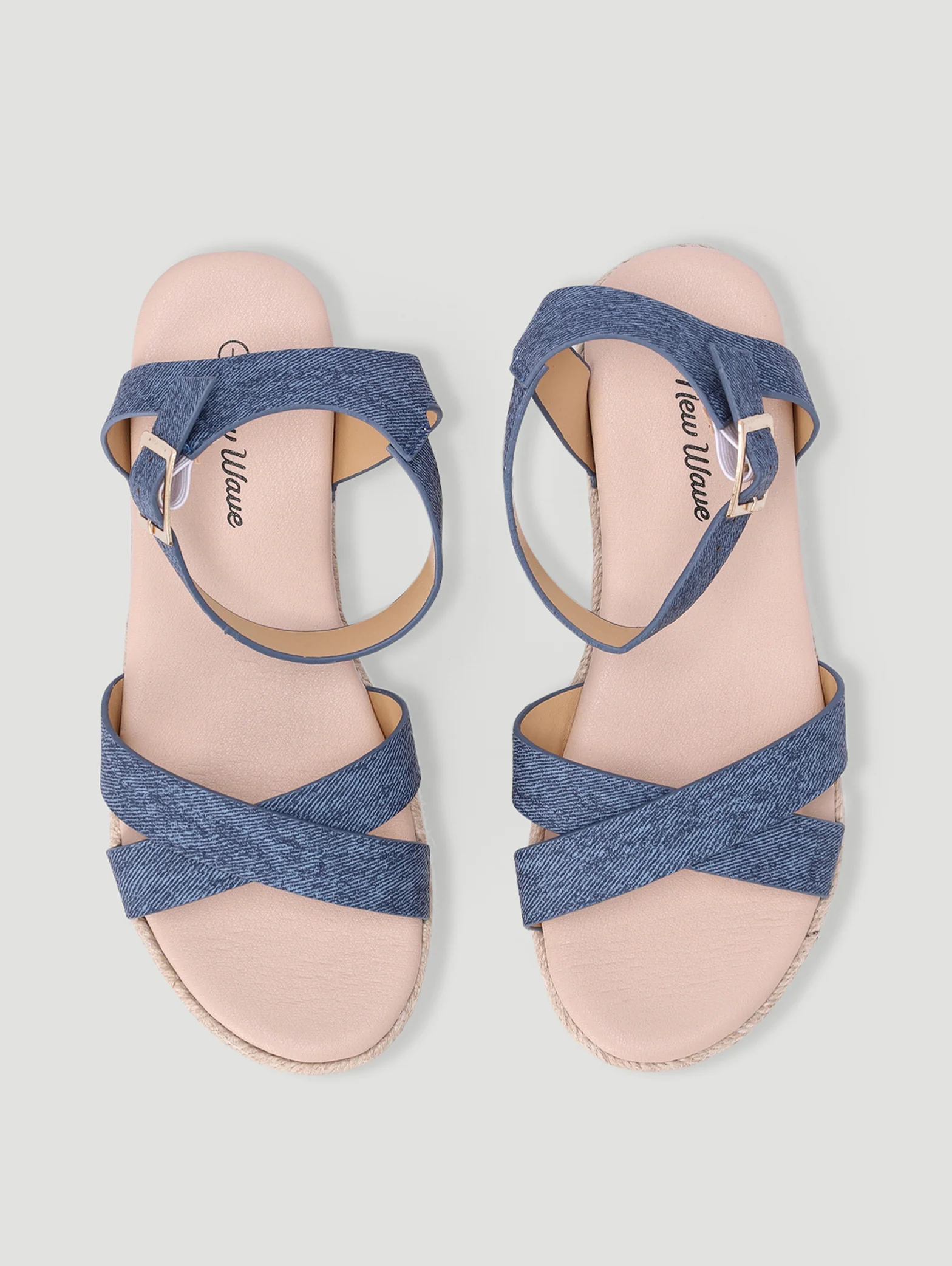 Girls Crossover Wedge Sandal - Denim - Image 2