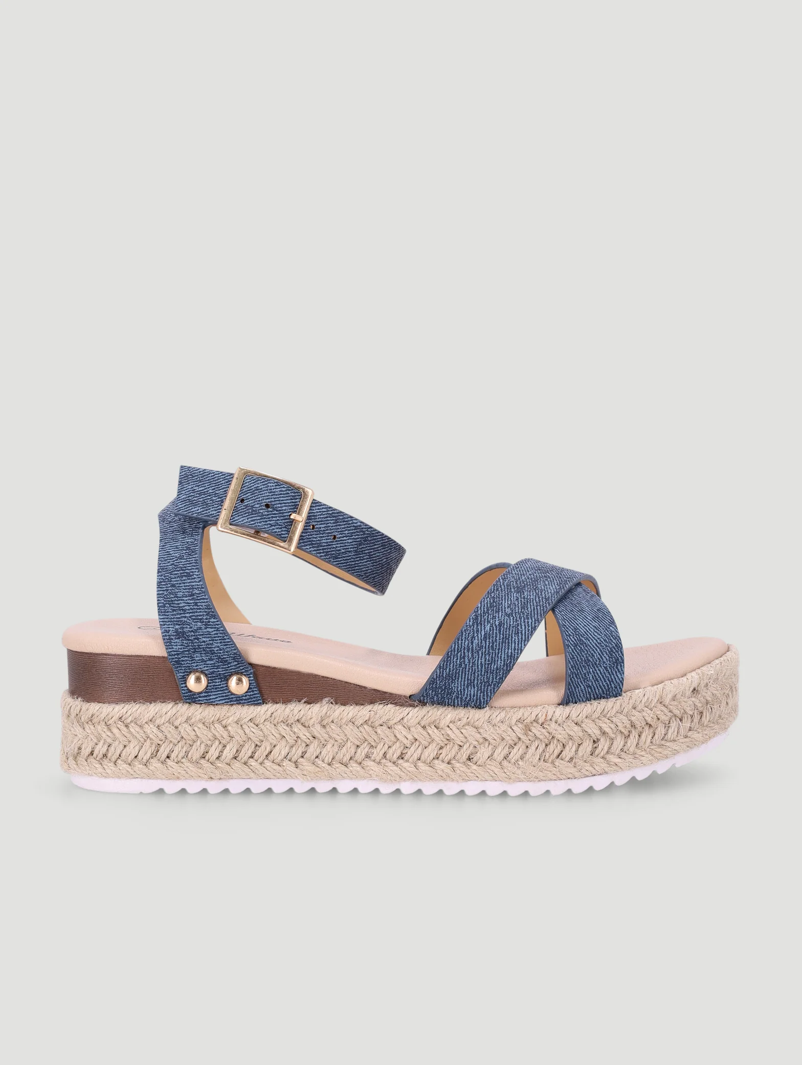 Girls Crossover Wedge Sandal - Denim - Image 3