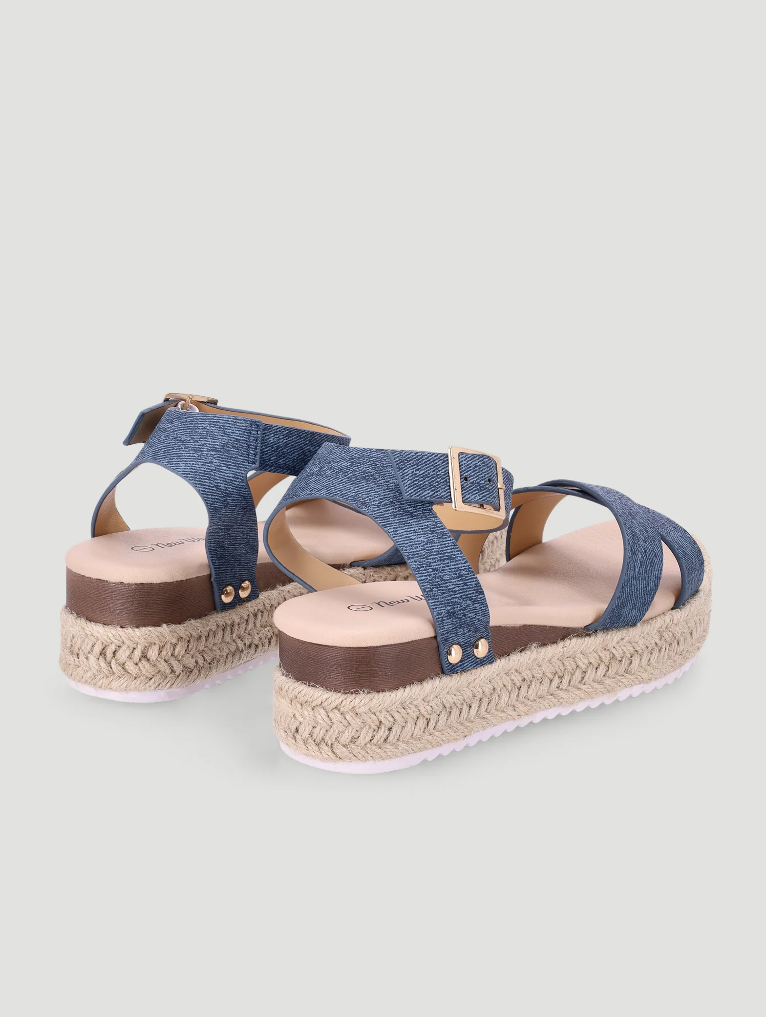 Girls Crossover Wedge Sandal - Denim - Image 4
