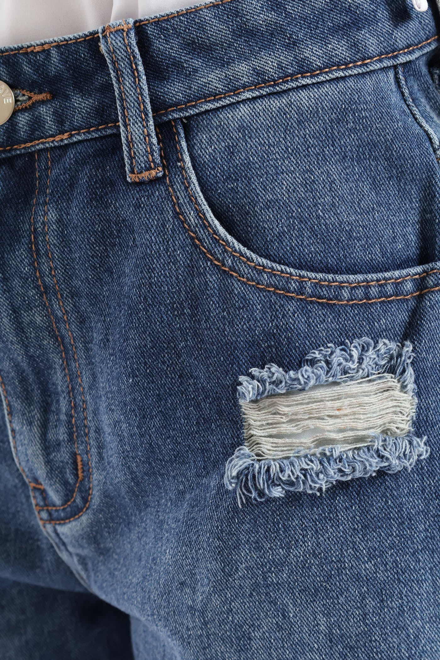 Girls Denim Cheeky Shorts - Mid Wash - Image 5