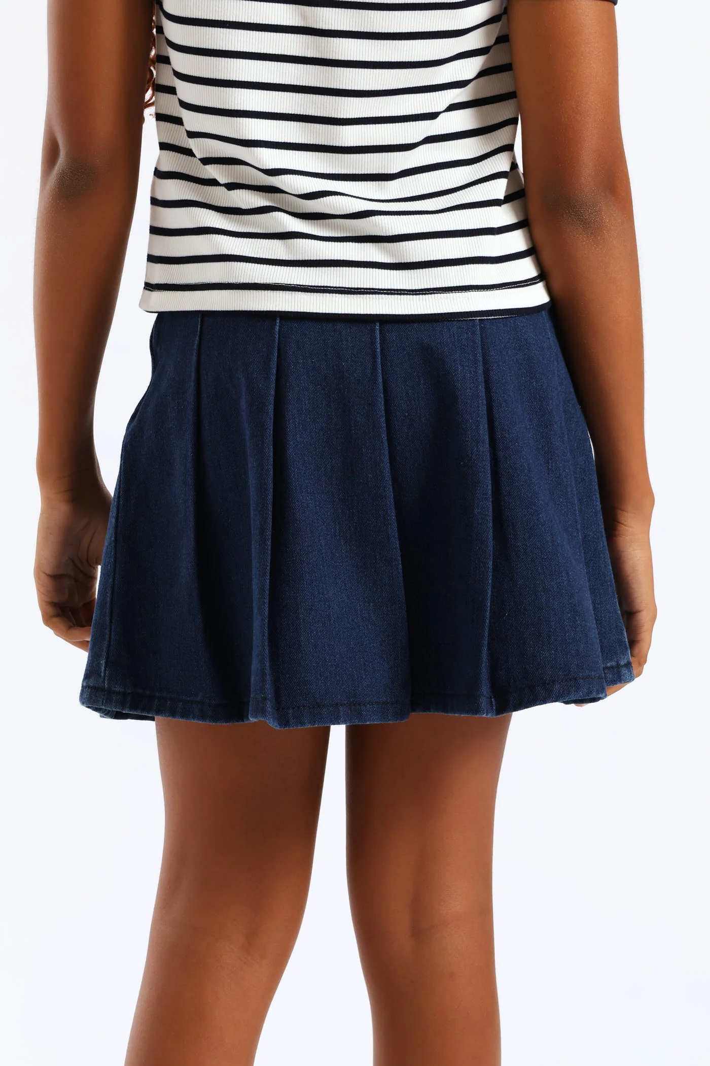 Girls Denim Pleated Skirt - Ink - Image 6