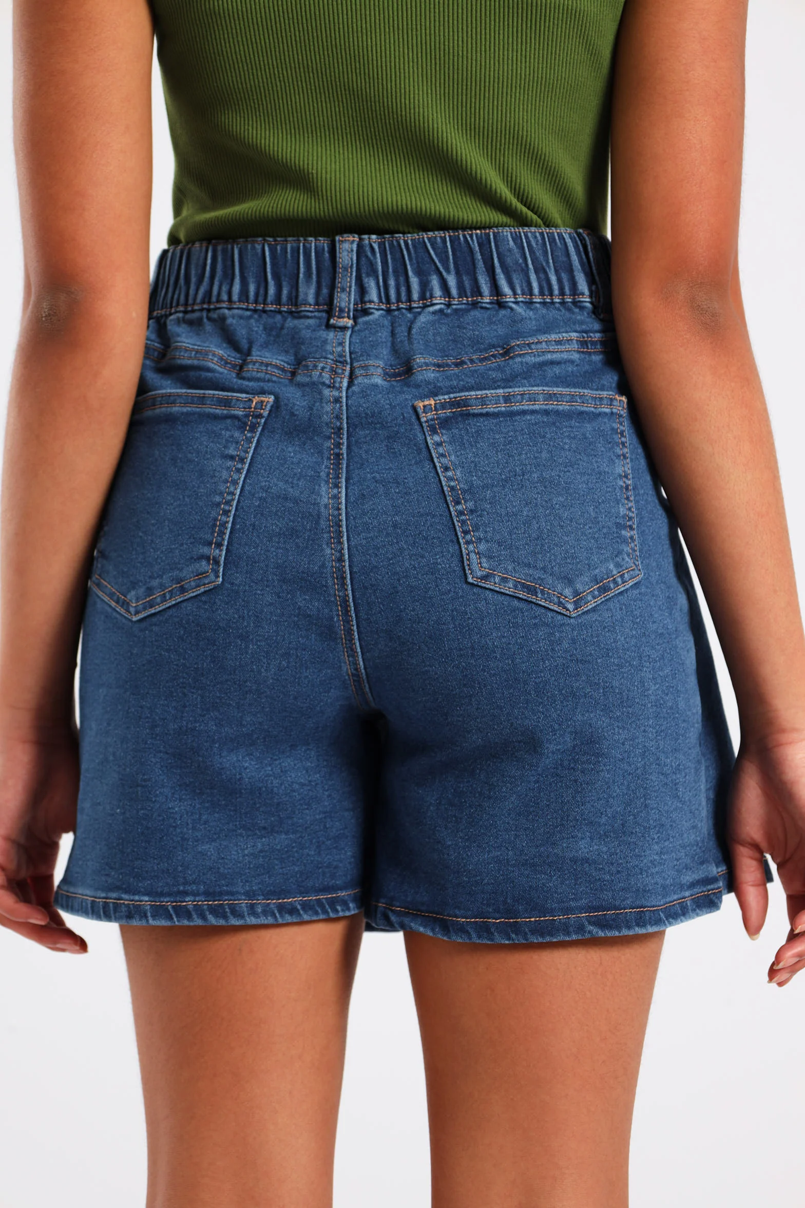 Girls Denim Pleated Skort - Mid Wash - Image 4