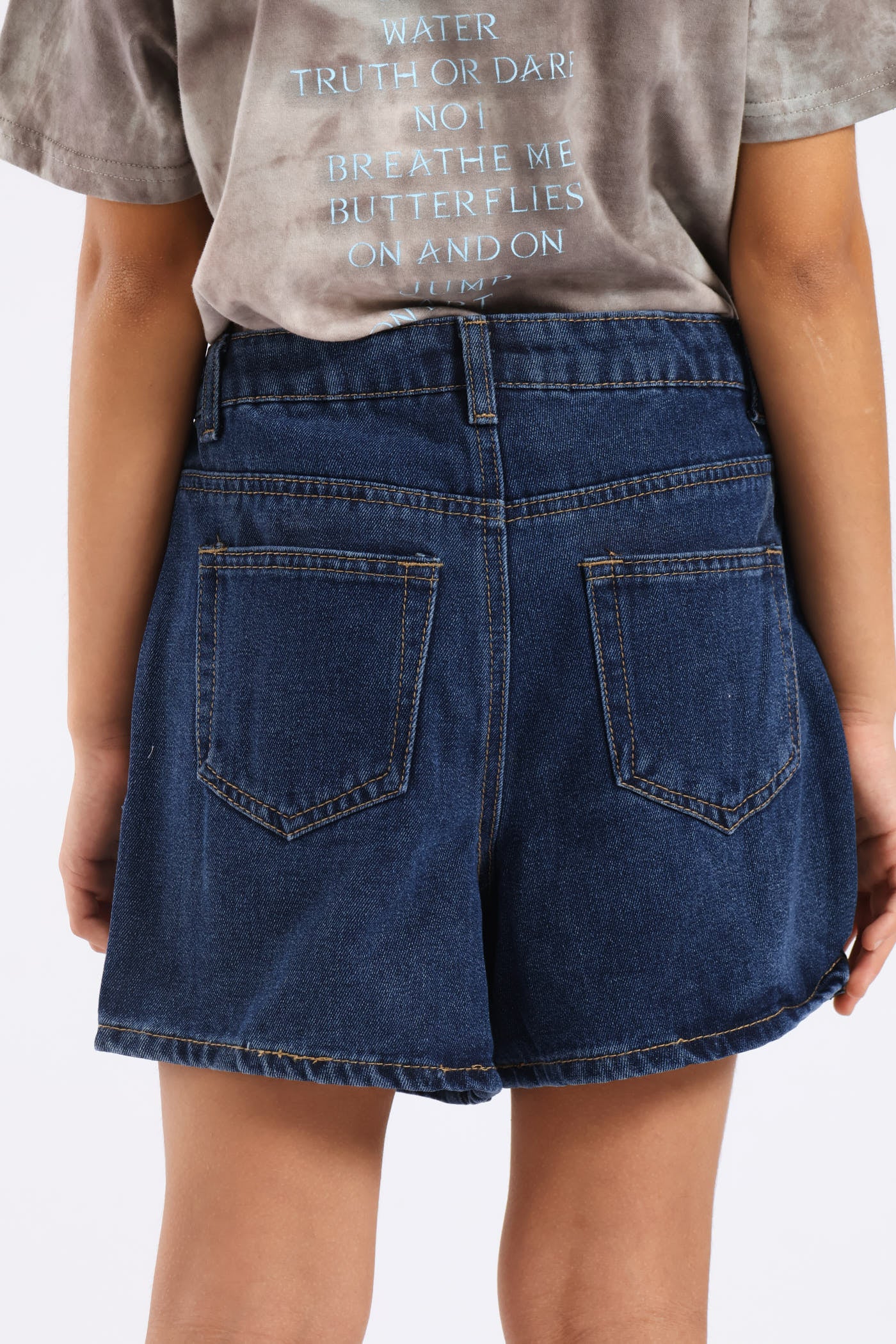 Girls Denim Wrap Skort - Dark Blue - Image 2