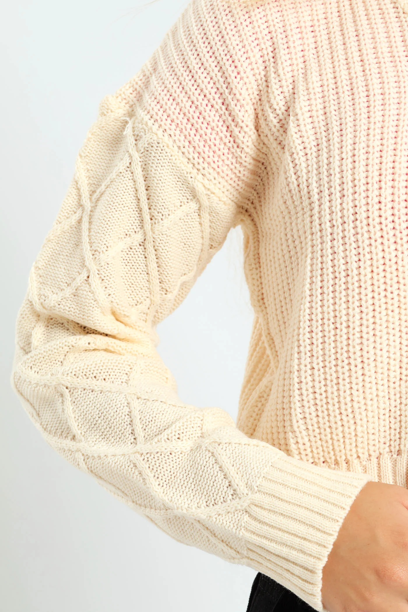 Girls Diamond Cardigan - Cream - Image 2