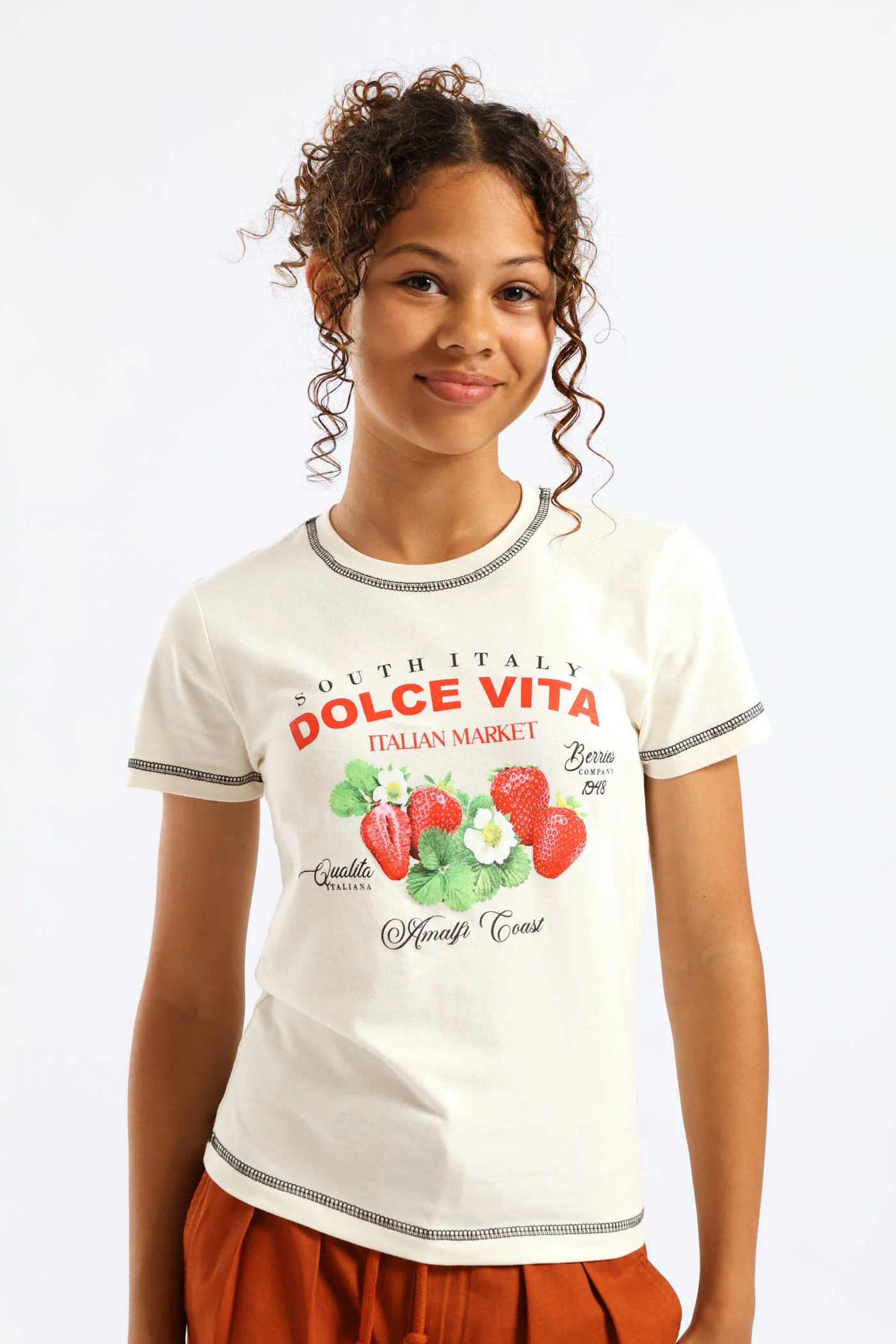 Girls Dolce Vita Strawberry Tee - Cream - Image 2