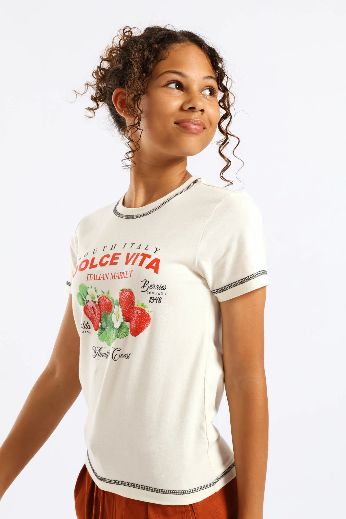 Girls Dolce Vita Strawberry Tee - Cream - Image 3