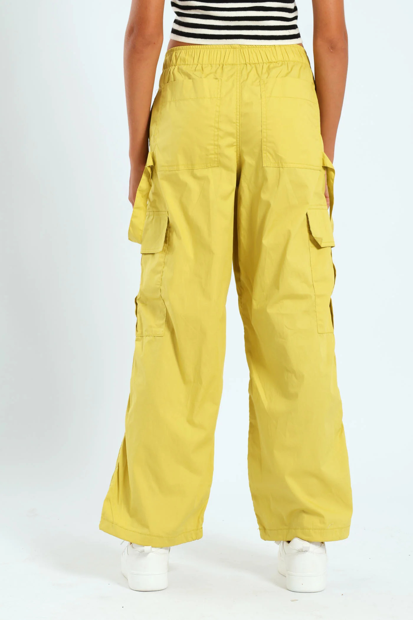 Girls Double Strap Parachute Pants - Lime - Image 3