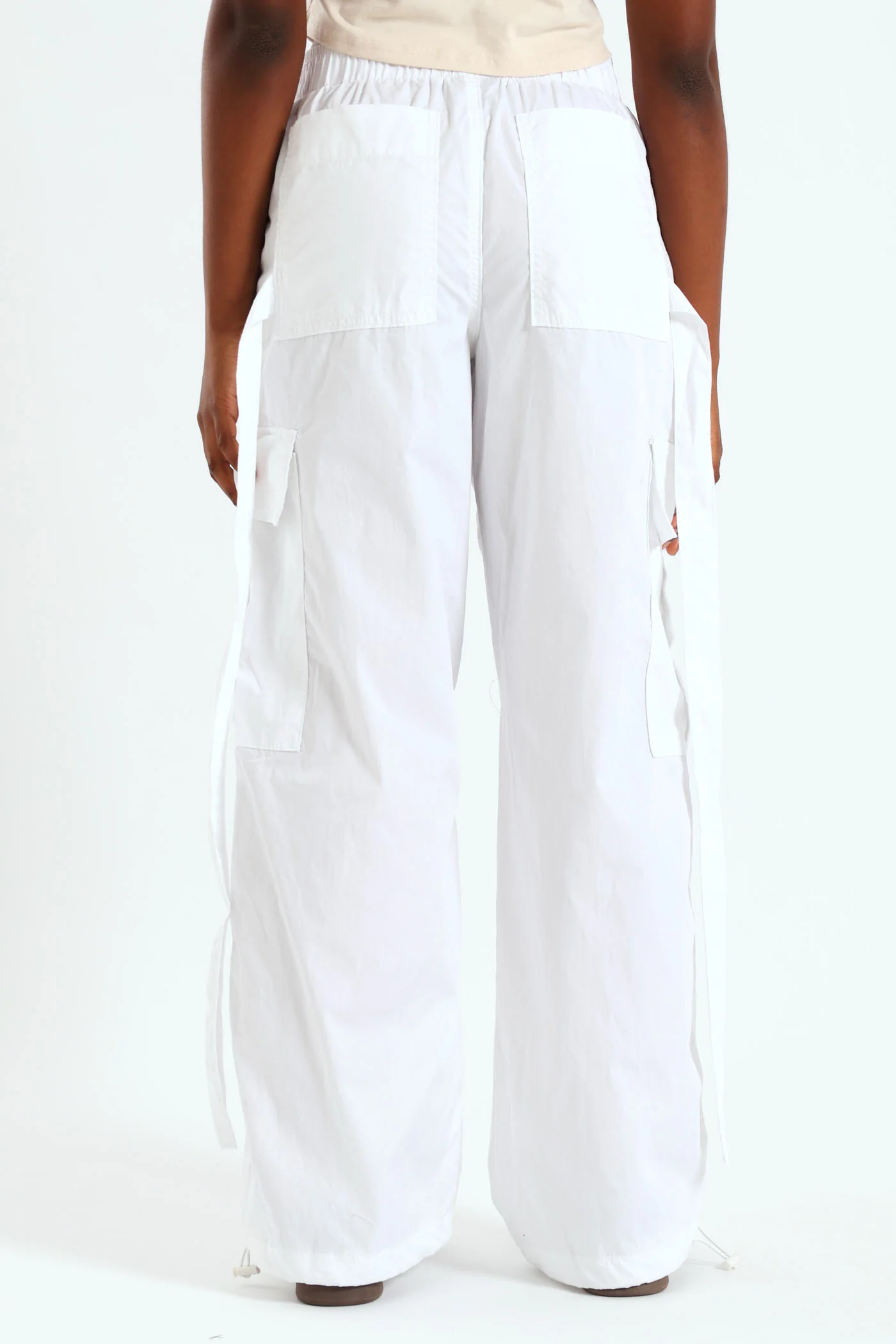 Girls Double Strap Parachute Pants  - White - Image 3