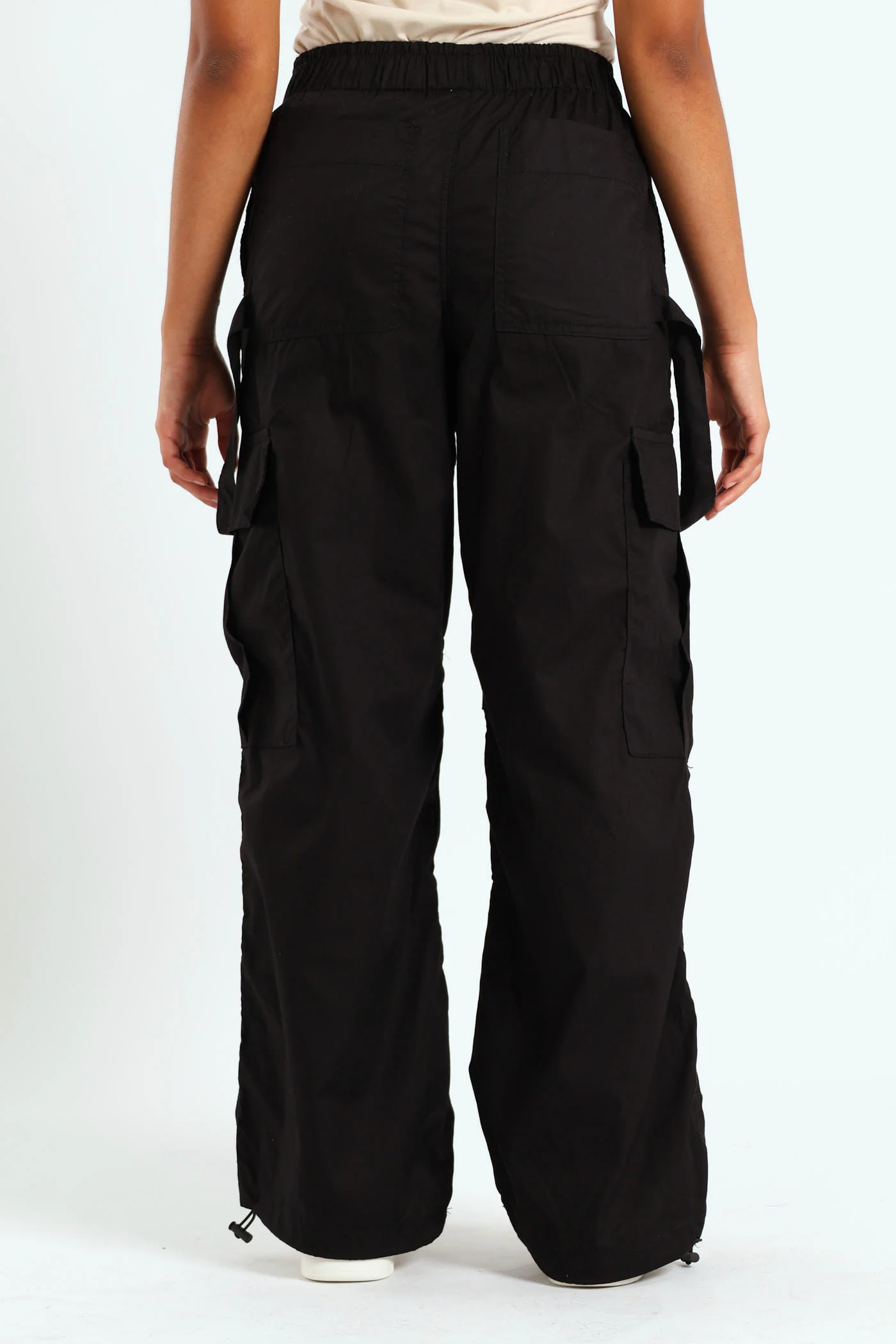 Girls Double Straps Parachute Pants - Black - Image 4