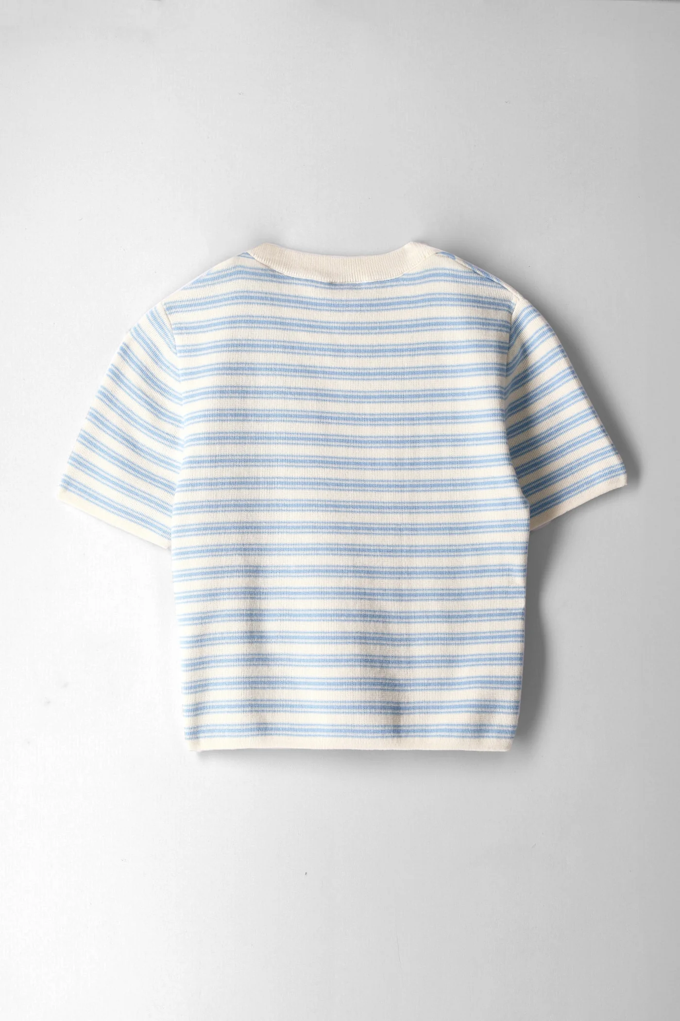 Girls Double Striped Tee - Cream/Blue - Image 2
