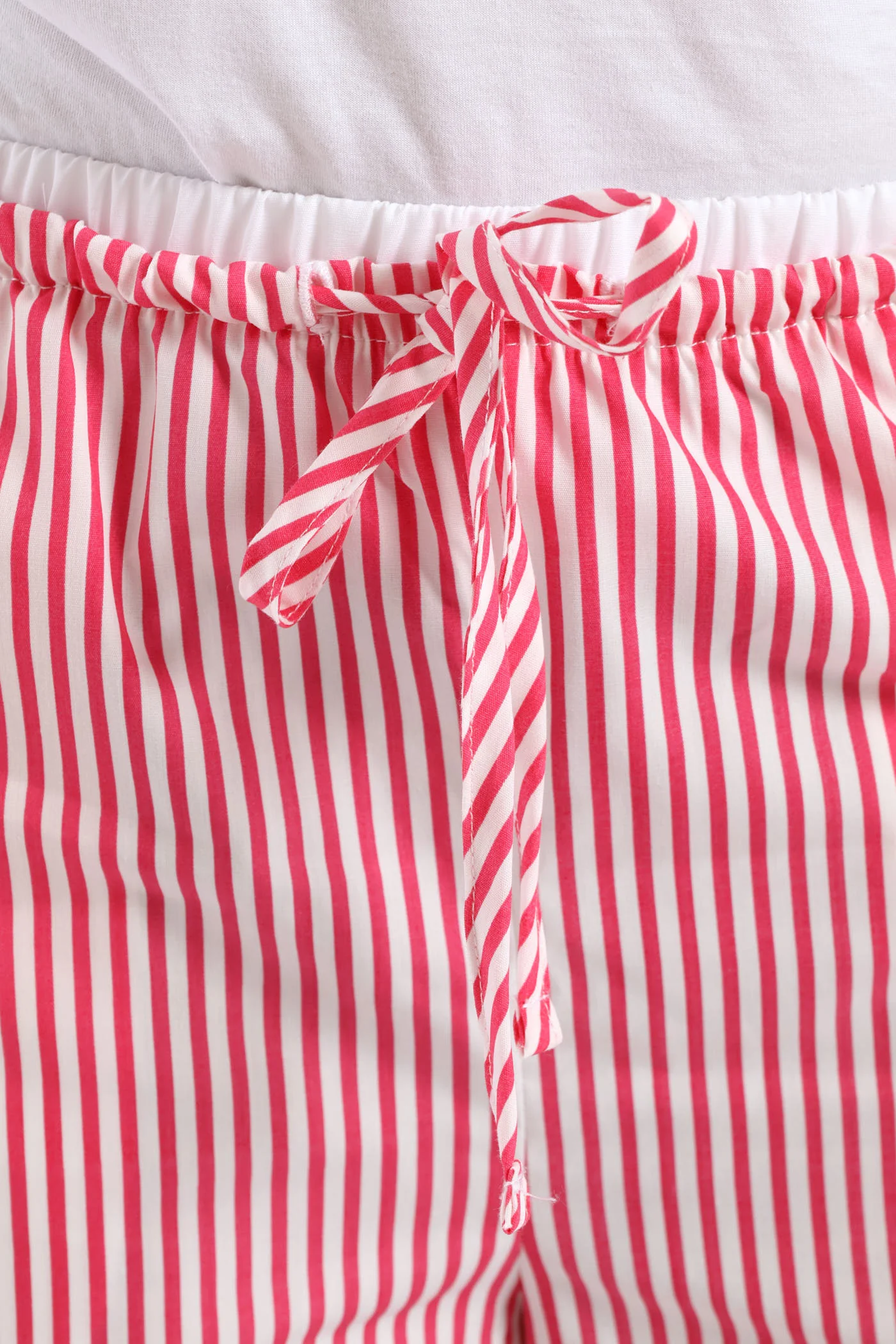 Girls Double Waistband Stripe Wideleg Pant - White/Pink - Image 4