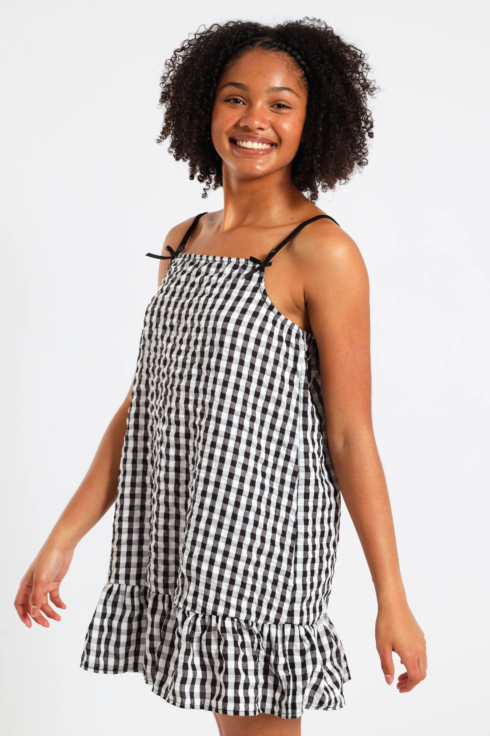 Girls Dropped Frill Hem Seersucker Dress - Multi - Image 3