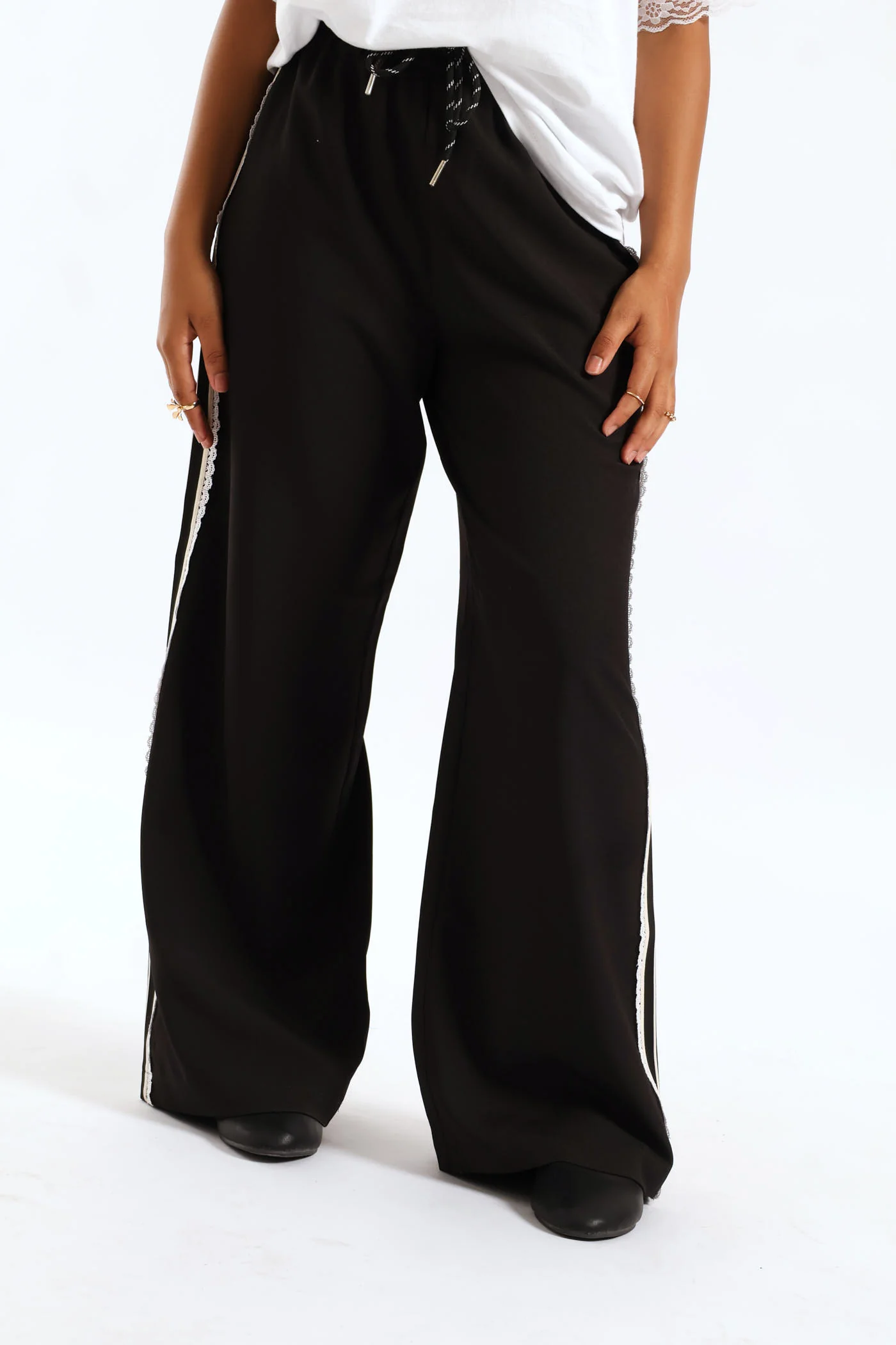 Girls Dside Tape Drawcord Pants - Black - Image 3