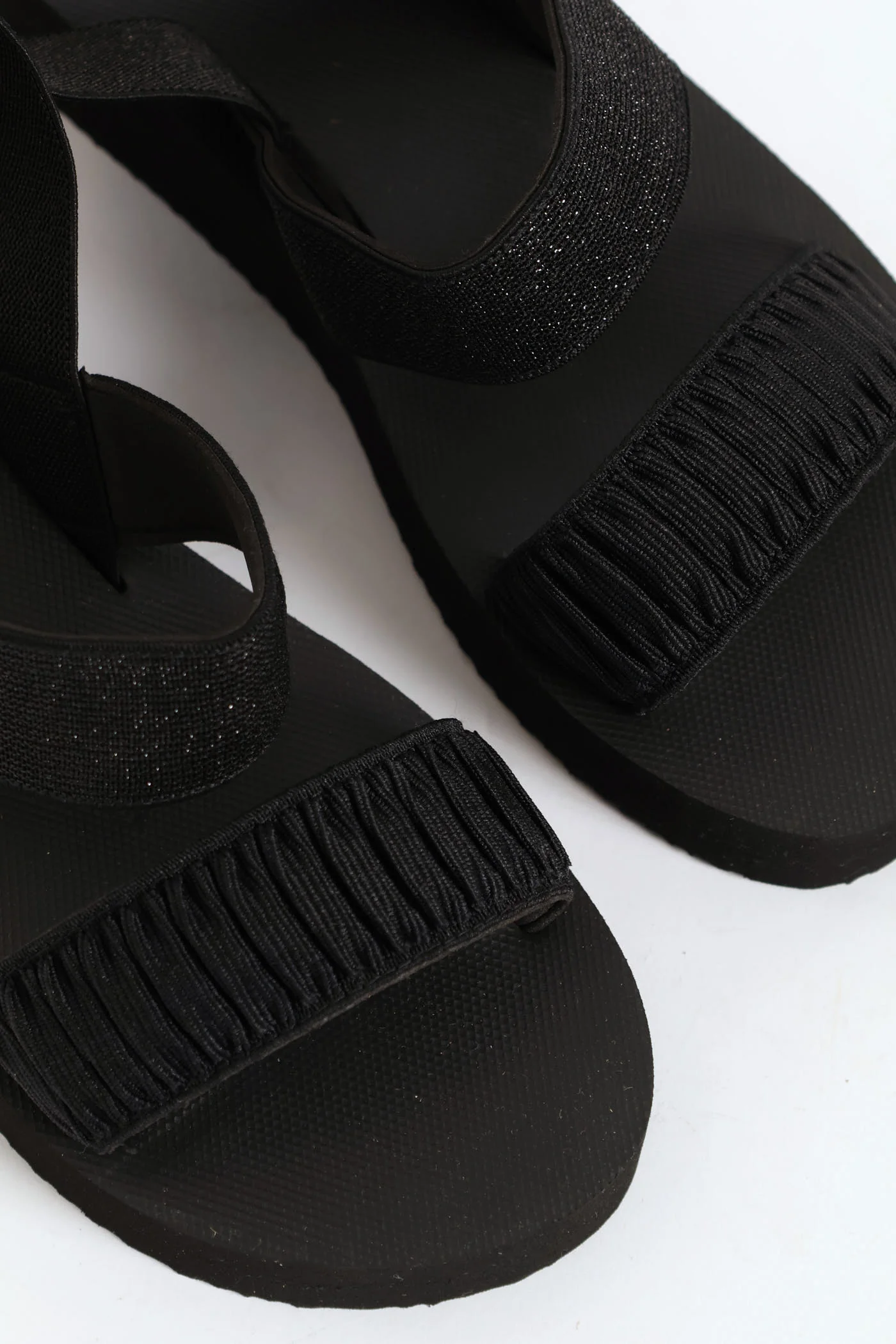 Girls Elastic Eva Wedge Sandal - Black - Image 2