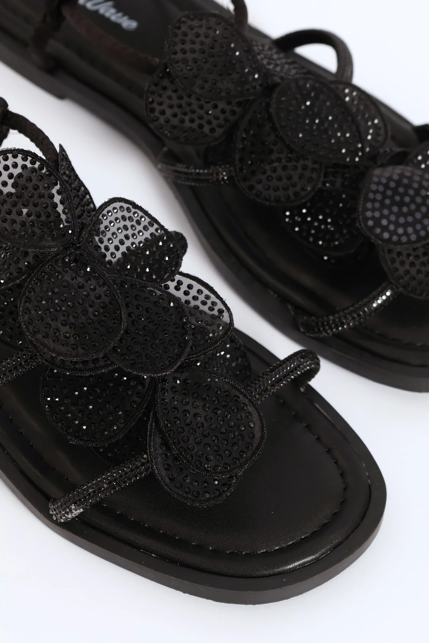Girls Embroidered Flower Sandal - Black - Image 2