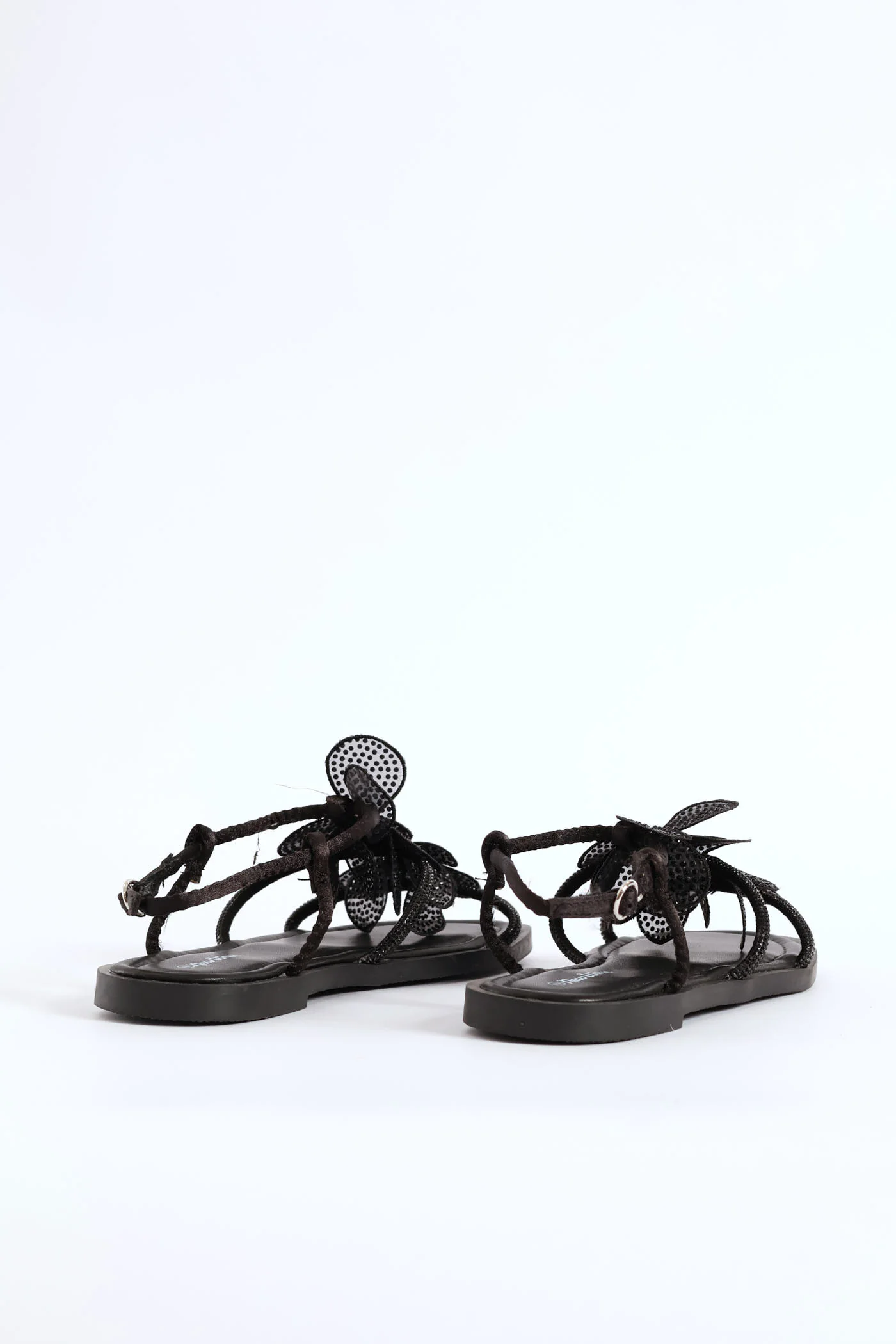 Girls Embroidered Flower Sandal - Black - Image 5