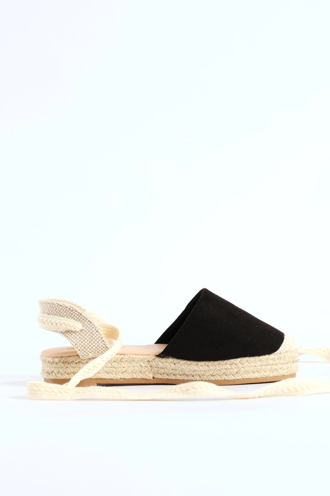 Girls Espadrille Ankle Tie Pump - Black - Image 2