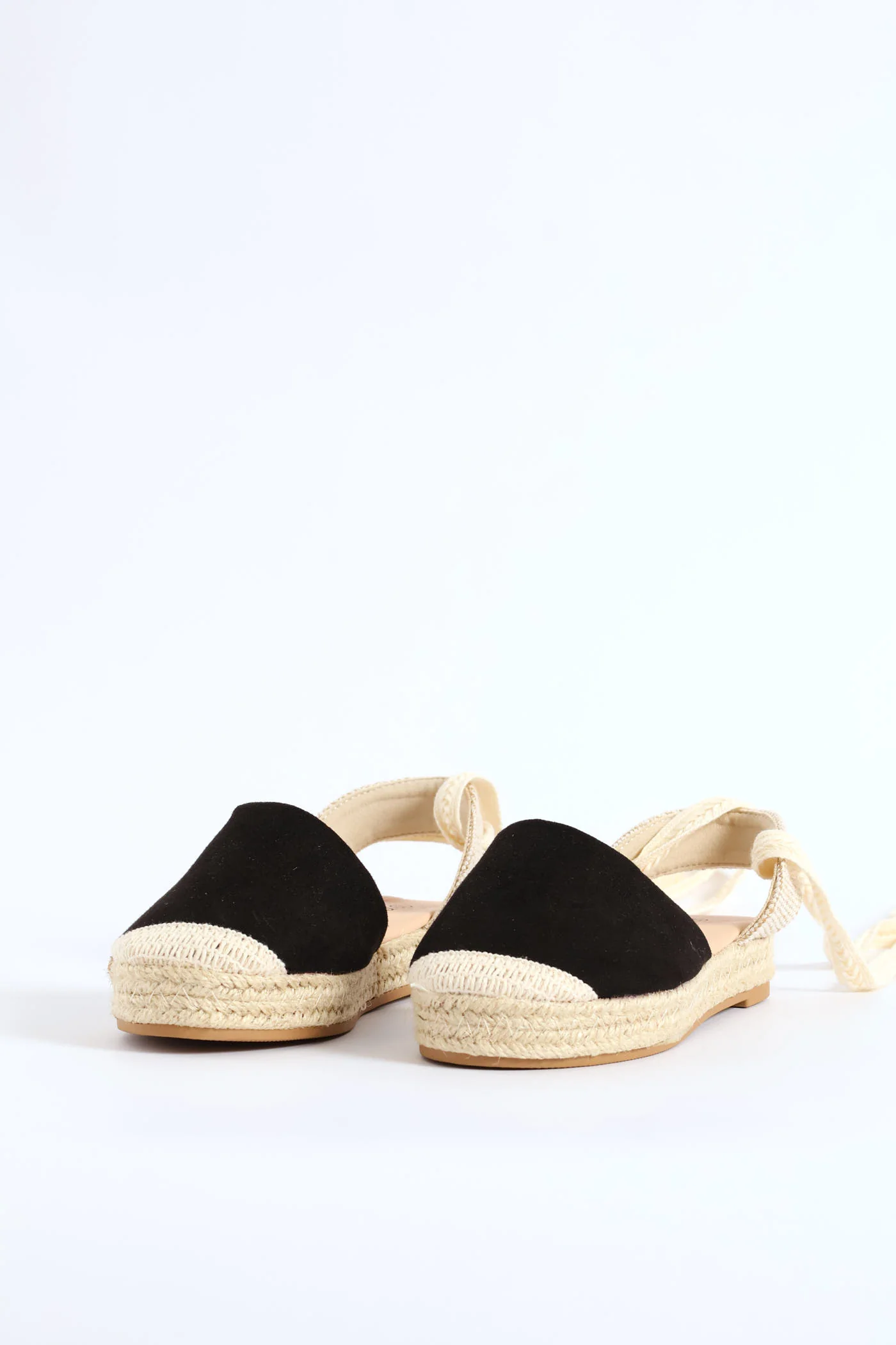 Girls Espadrille Ankle Tie Pump - Black - Image 3