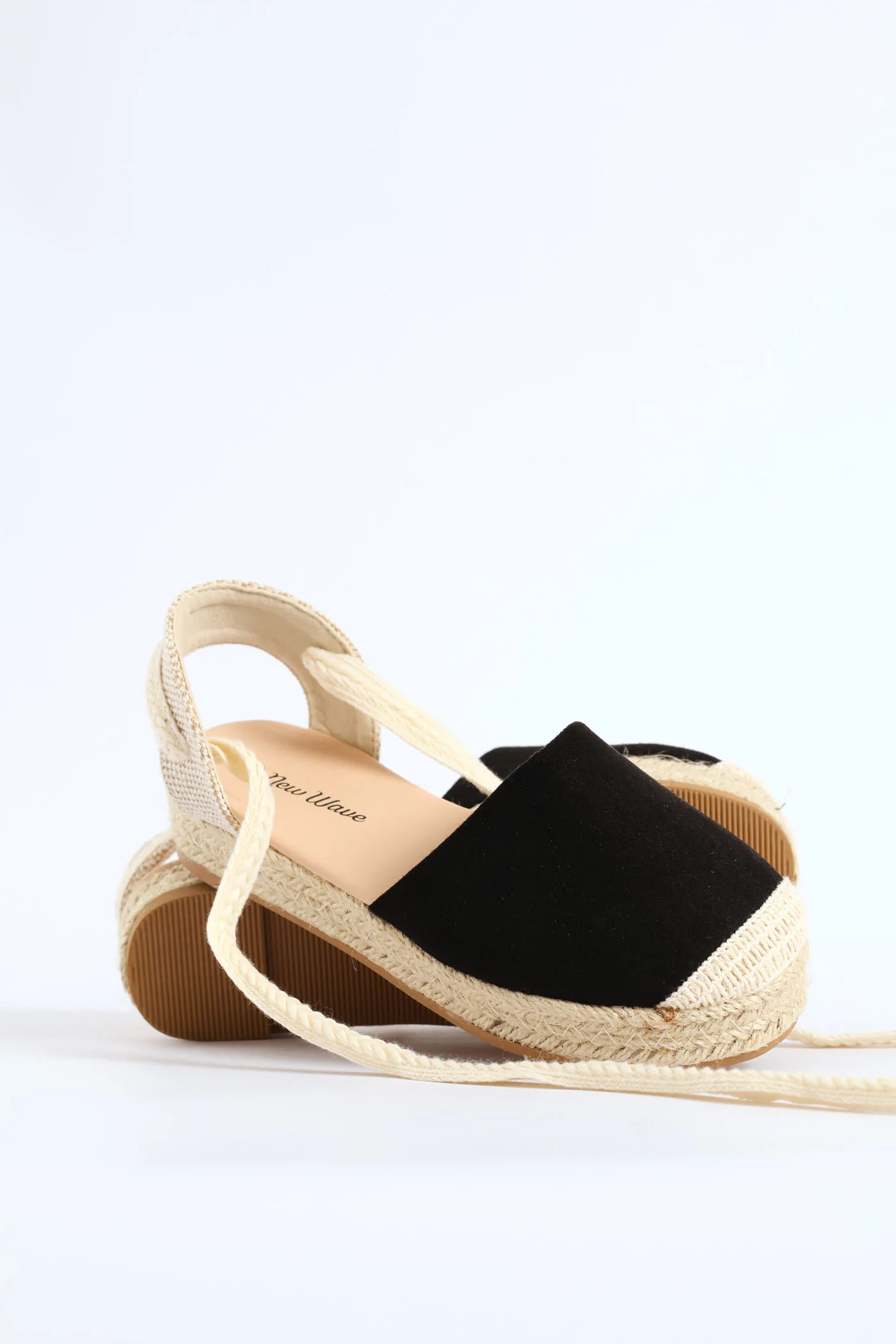 Girls Espadrille Ankle Tie Pump - Black - Image 5