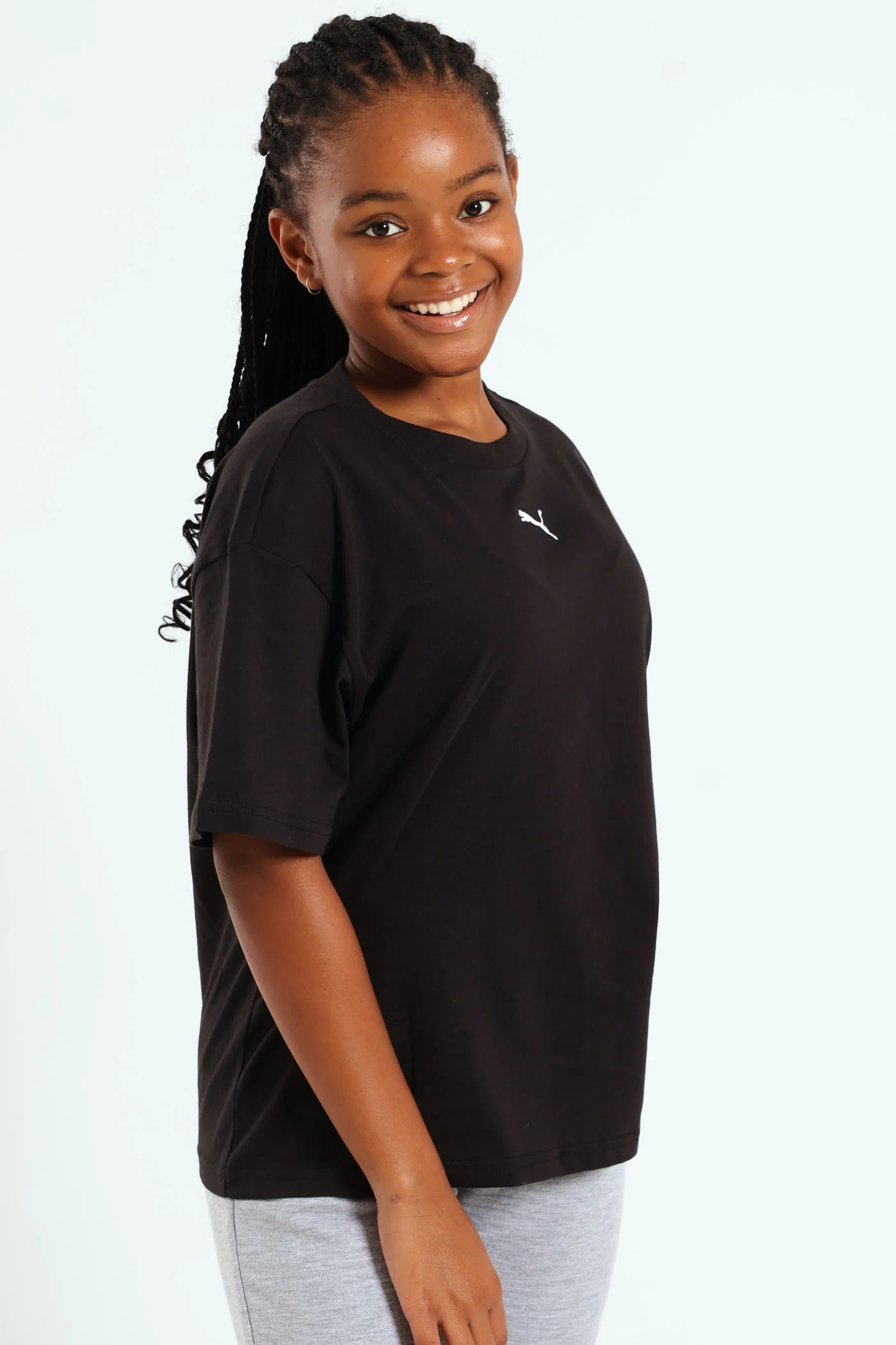 Girls Essential Boxy Tee - Black - Image 3