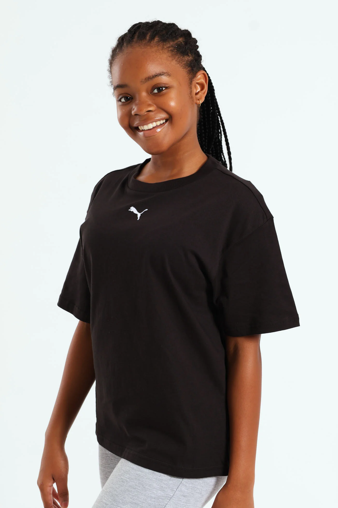 Girls Essential Boxy Tee - Black - Image 4