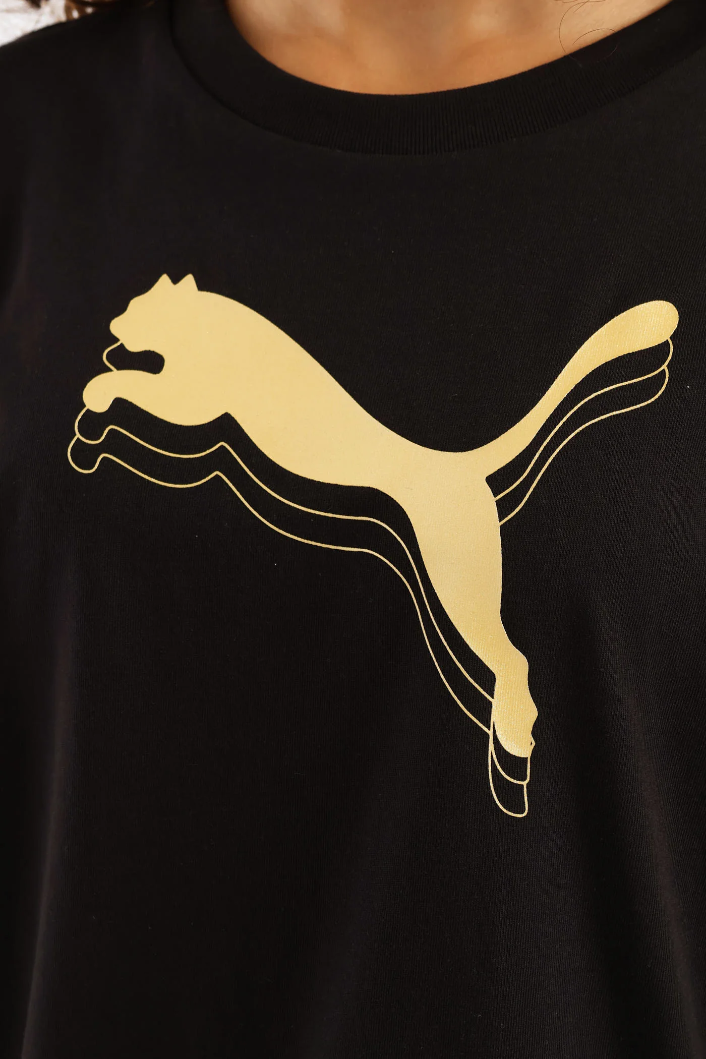 Girls Essential Metallic Cat Tee - Black - Image 3